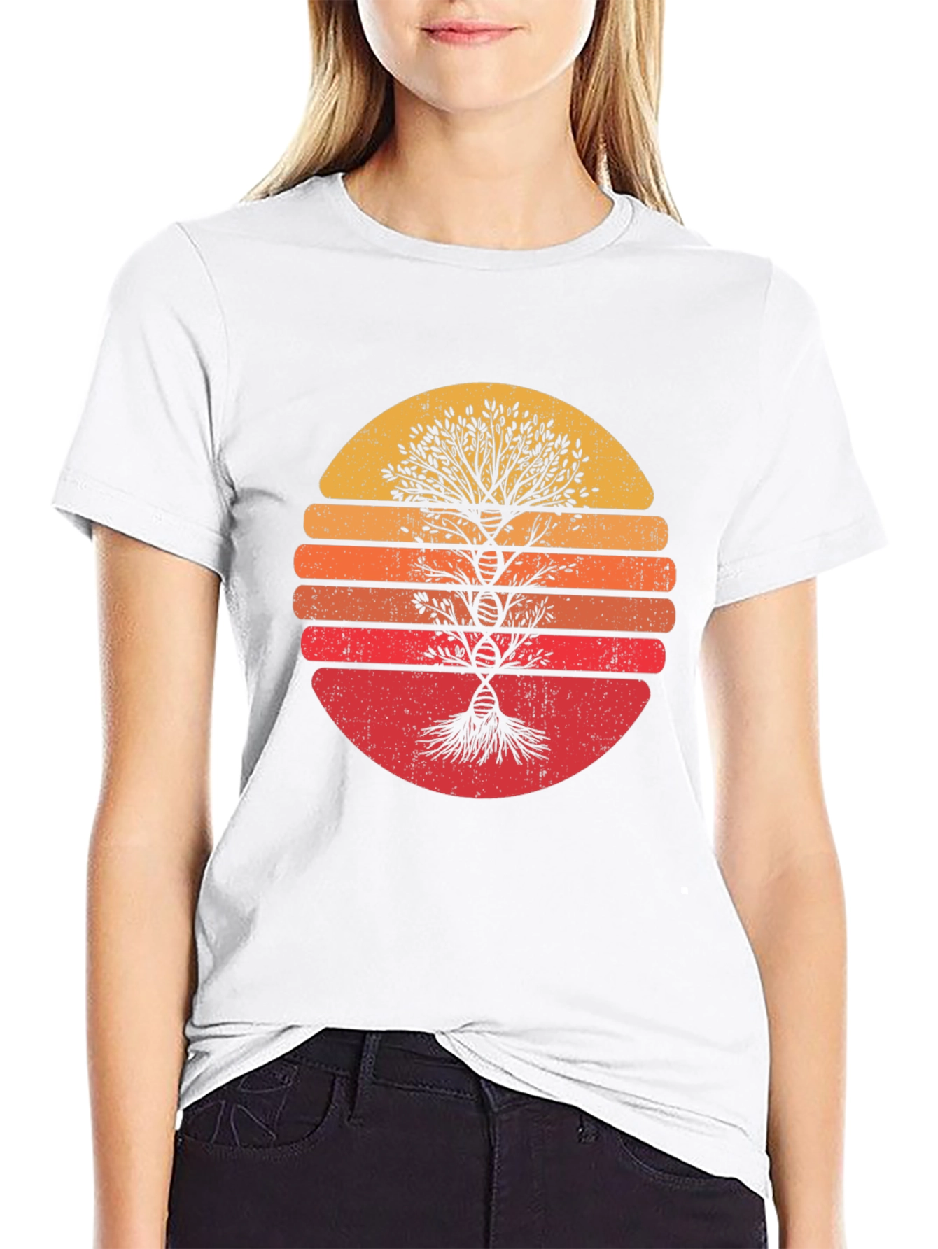 Retro Sunset Tree DNA Graphic Tee