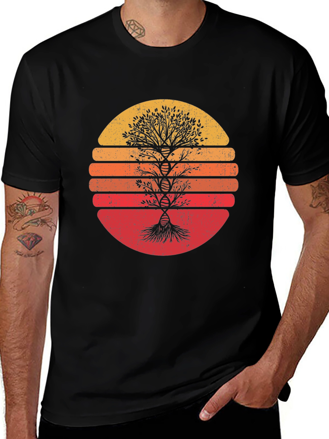 Retro Sunset Tree DNA Graphic Tee