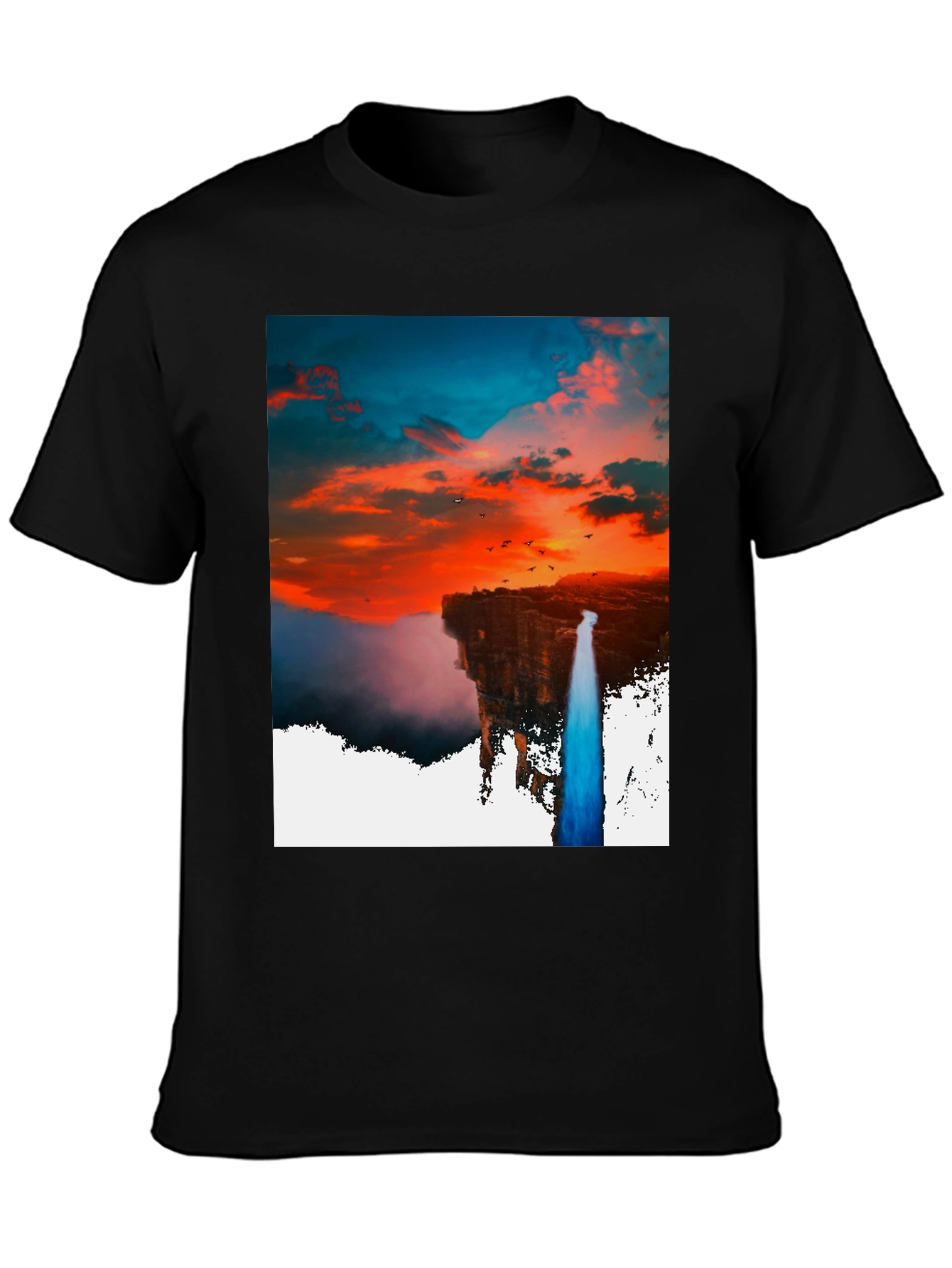 Sunset Waterfall Graphic Tee - Unique Design