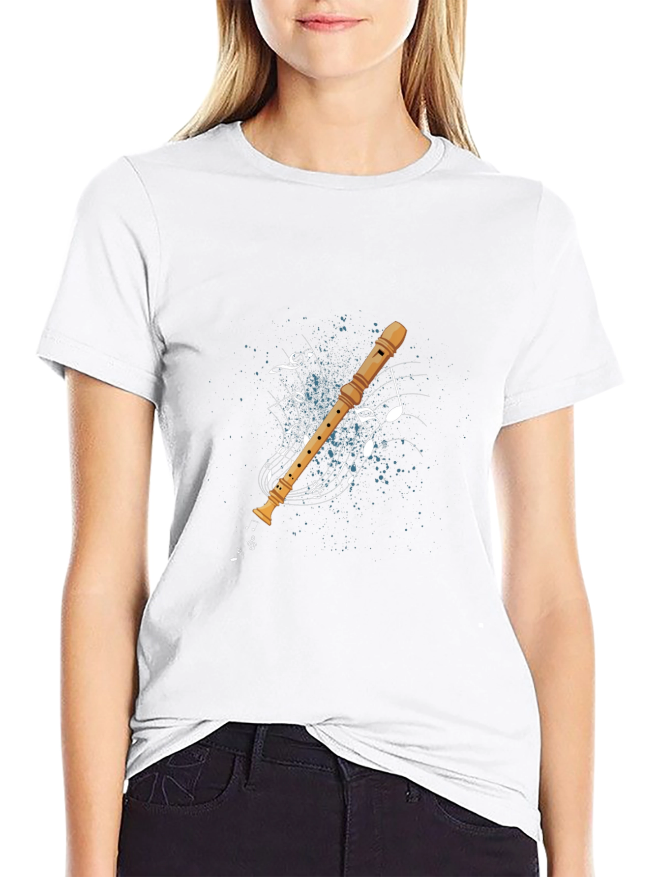 Musical Flute Graphic Tee - Unisex Black T-Shirt