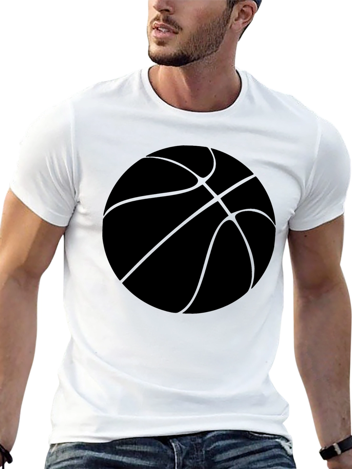 Basketball Graphic Tee - Black Cotton Casual Shirt