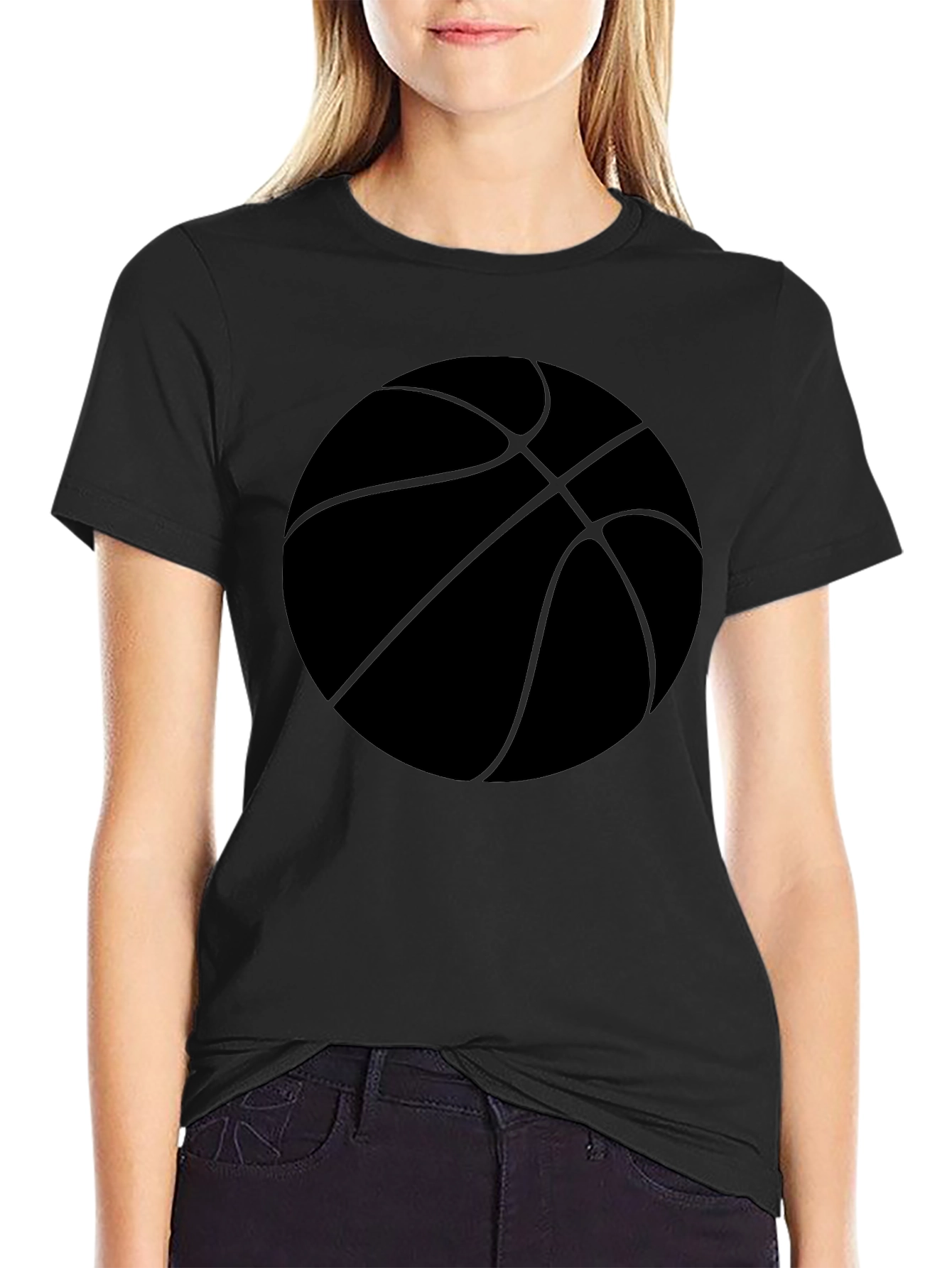 Basketball Graphic Tee - Black Cotton Casual Shirt