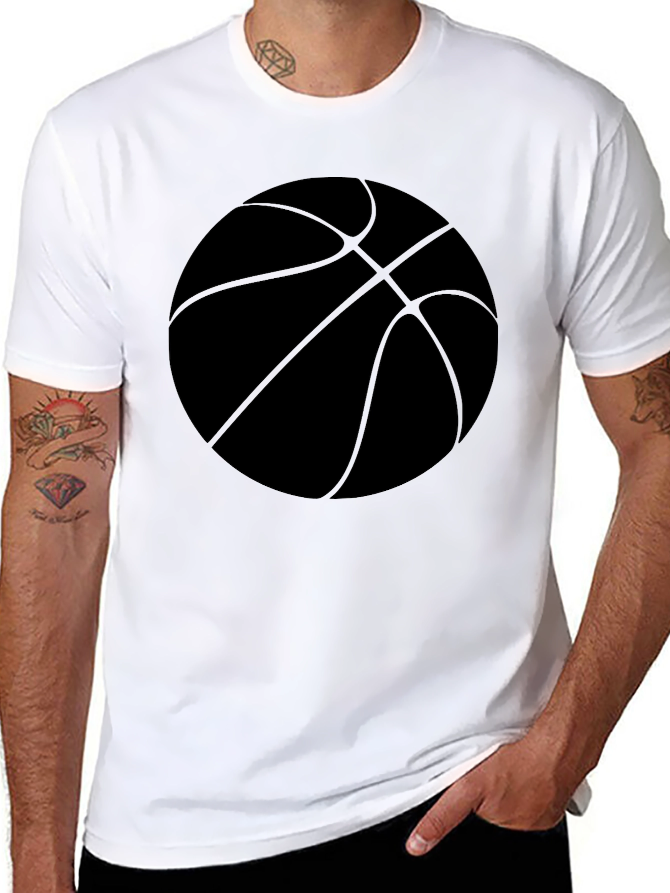Basketball Graphic Tee - Black Cotton Casual Shirt