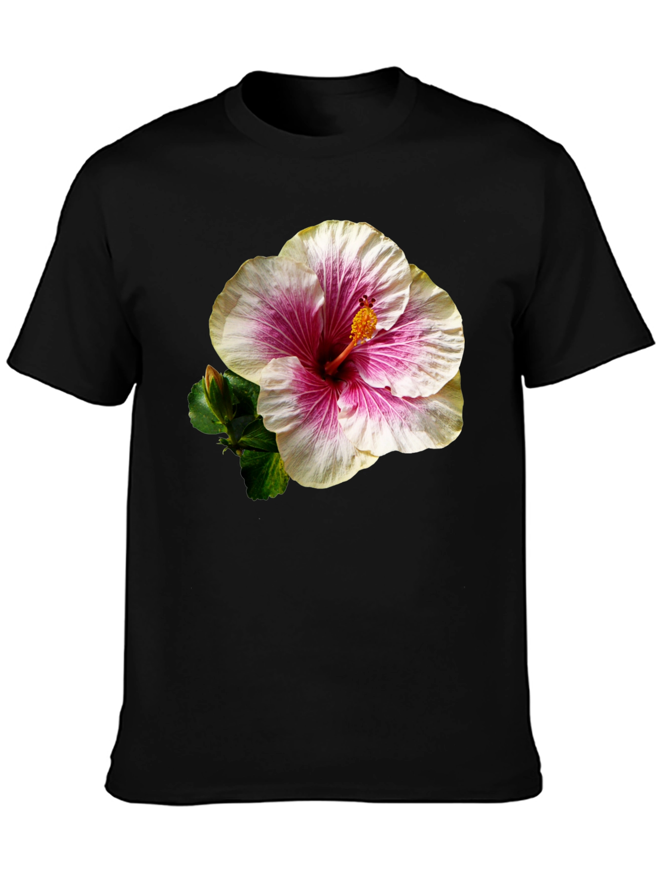 Hibiscus Flower Black T-Shirt