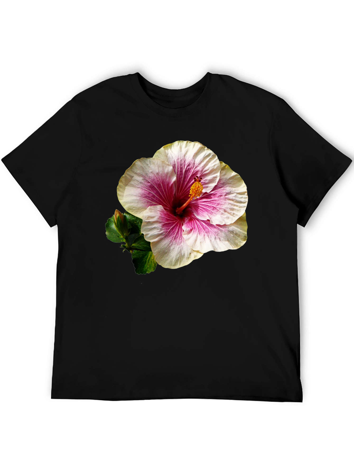 Hibiscus Flower Black T-Shirt