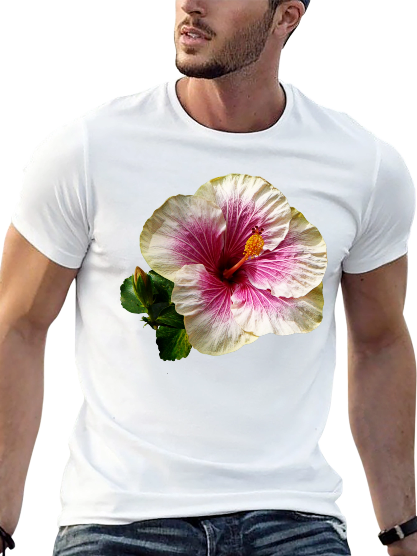 Hibiscus Flower Black T-Shirt