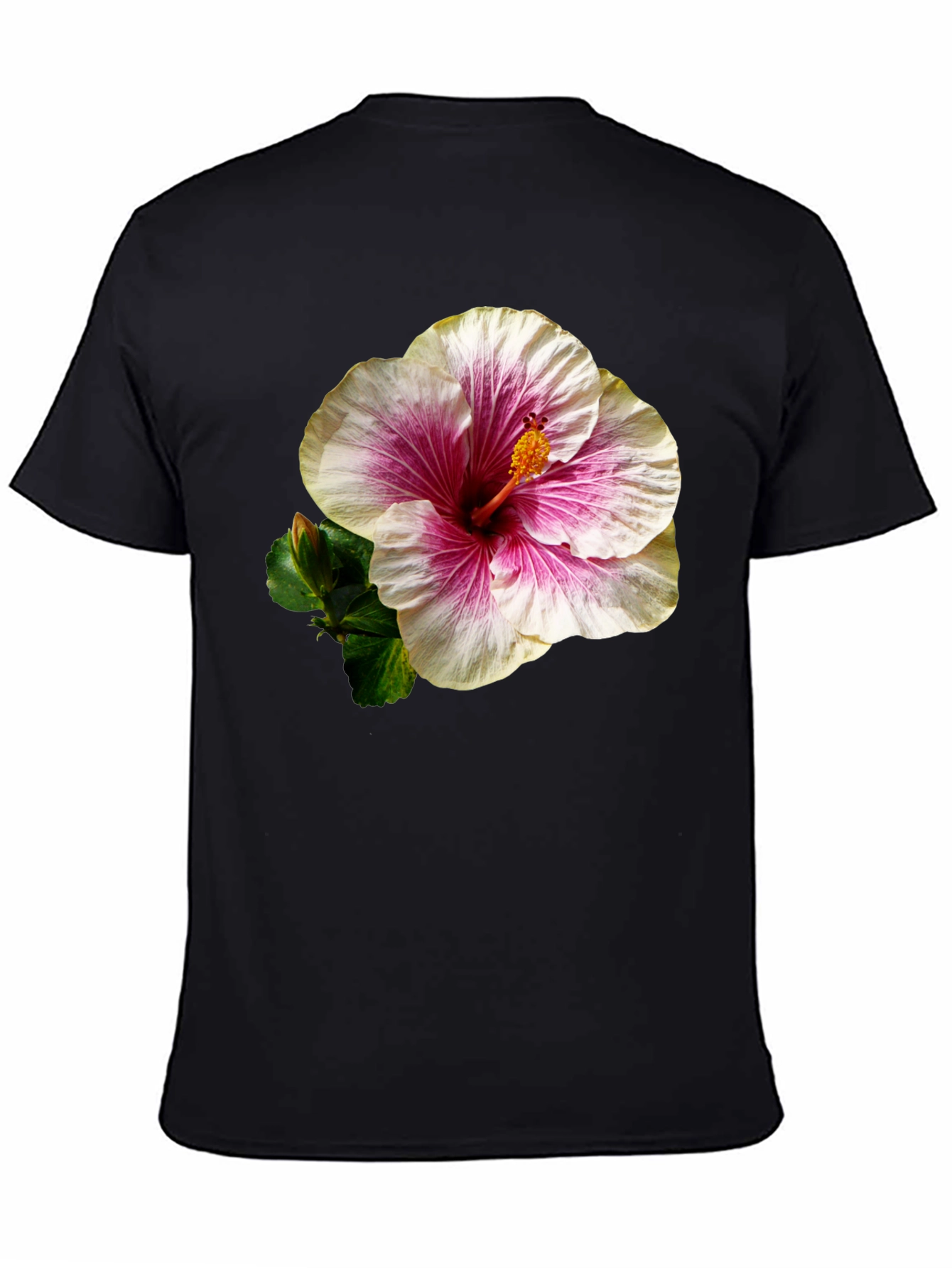Hibiscus Flower Black T-Shirt