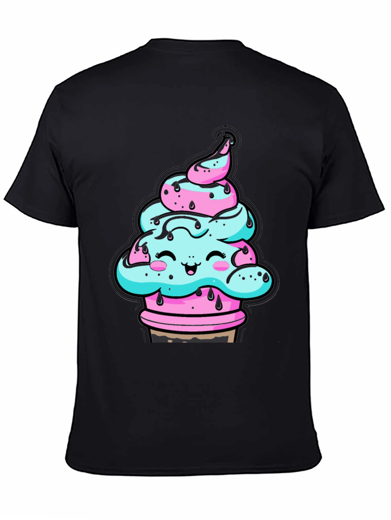 Kawaii Ice Cream Cone Black T-Shirt