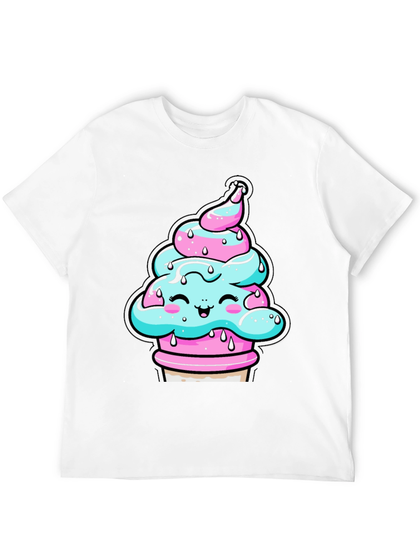 Kawaii Ice Cream Cone Black T-Shirt