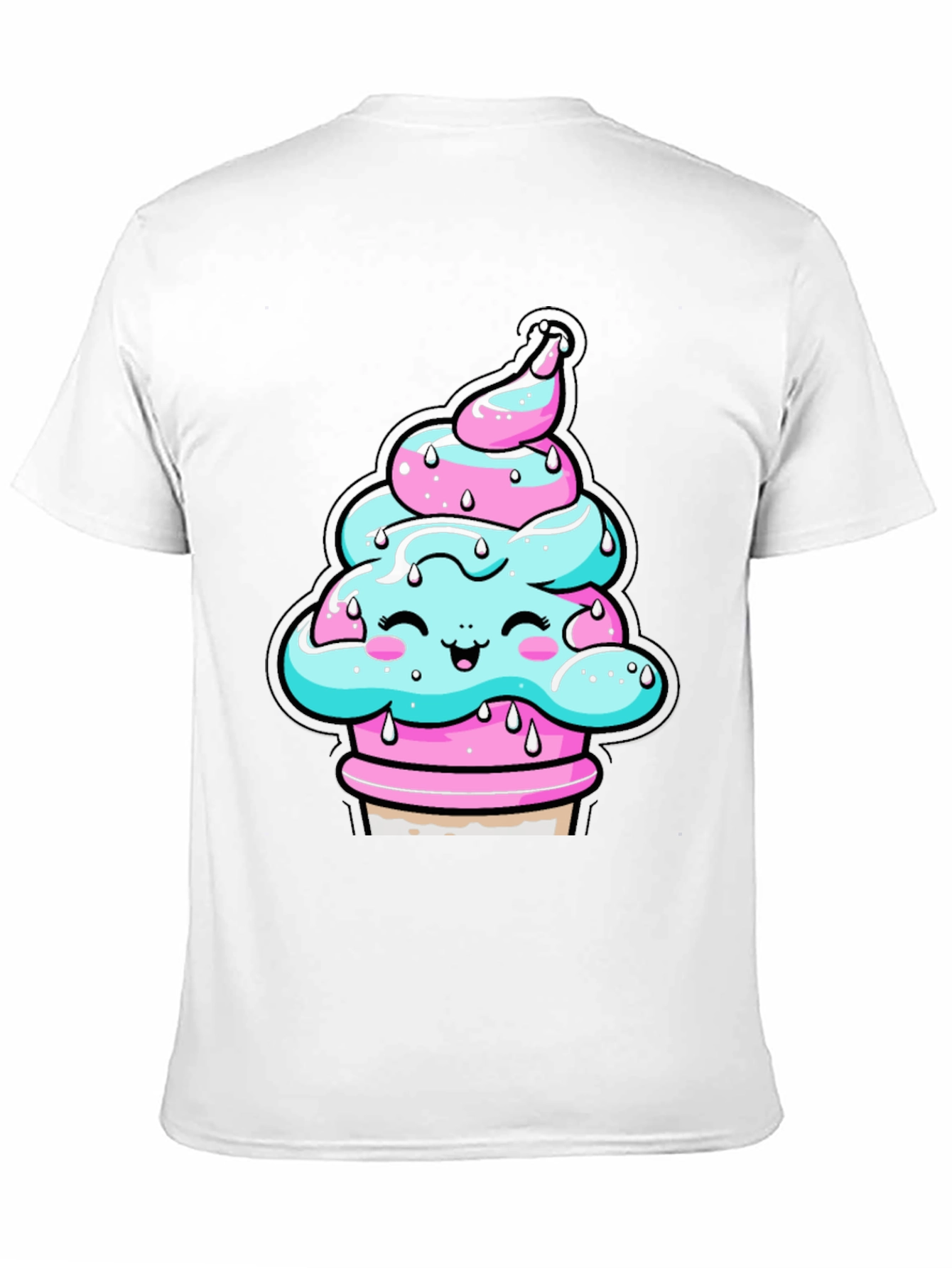 Kawaii Ice Cream Cone Black T-Shirt