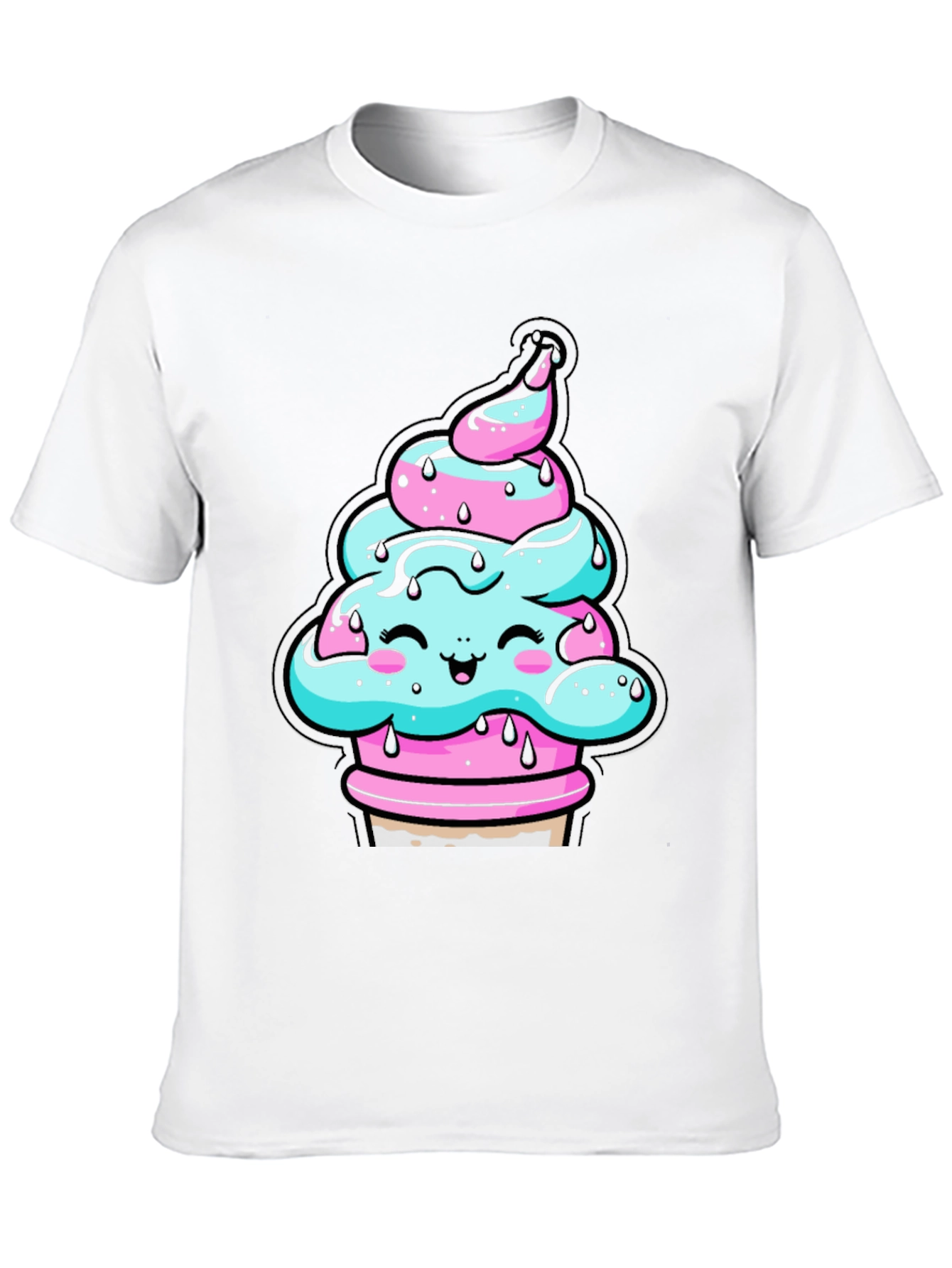 Kawaii Ice Cream Cone Black T-Shirt