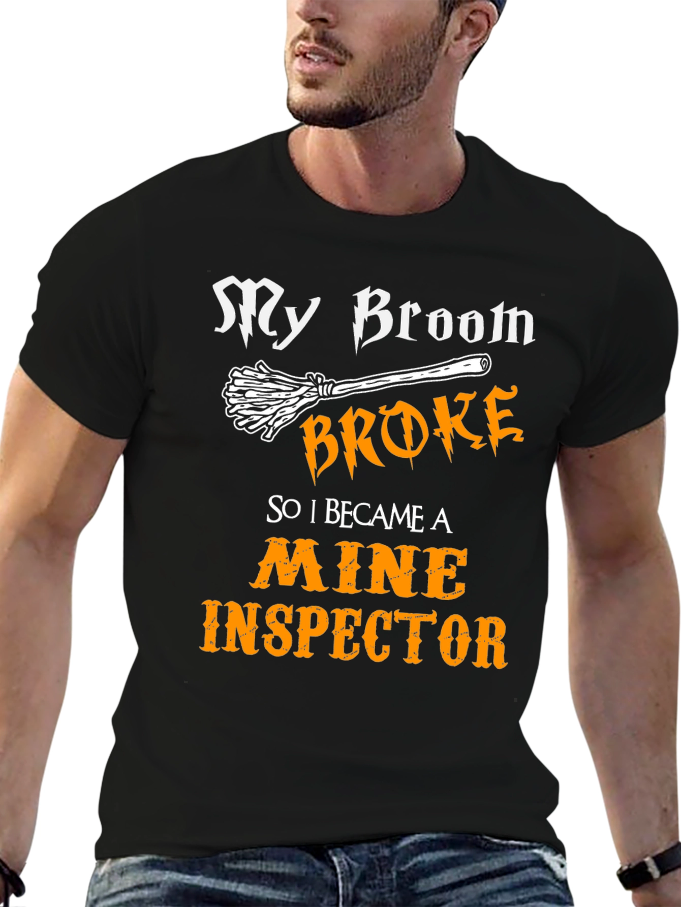 My Broom Broke Mine Inspector T-Shirt
