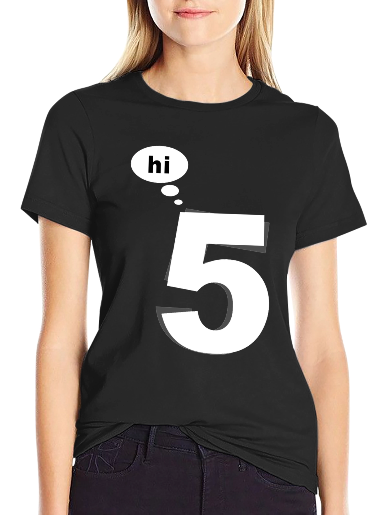 Hi 5 Black T-Shirt - Casual Wear