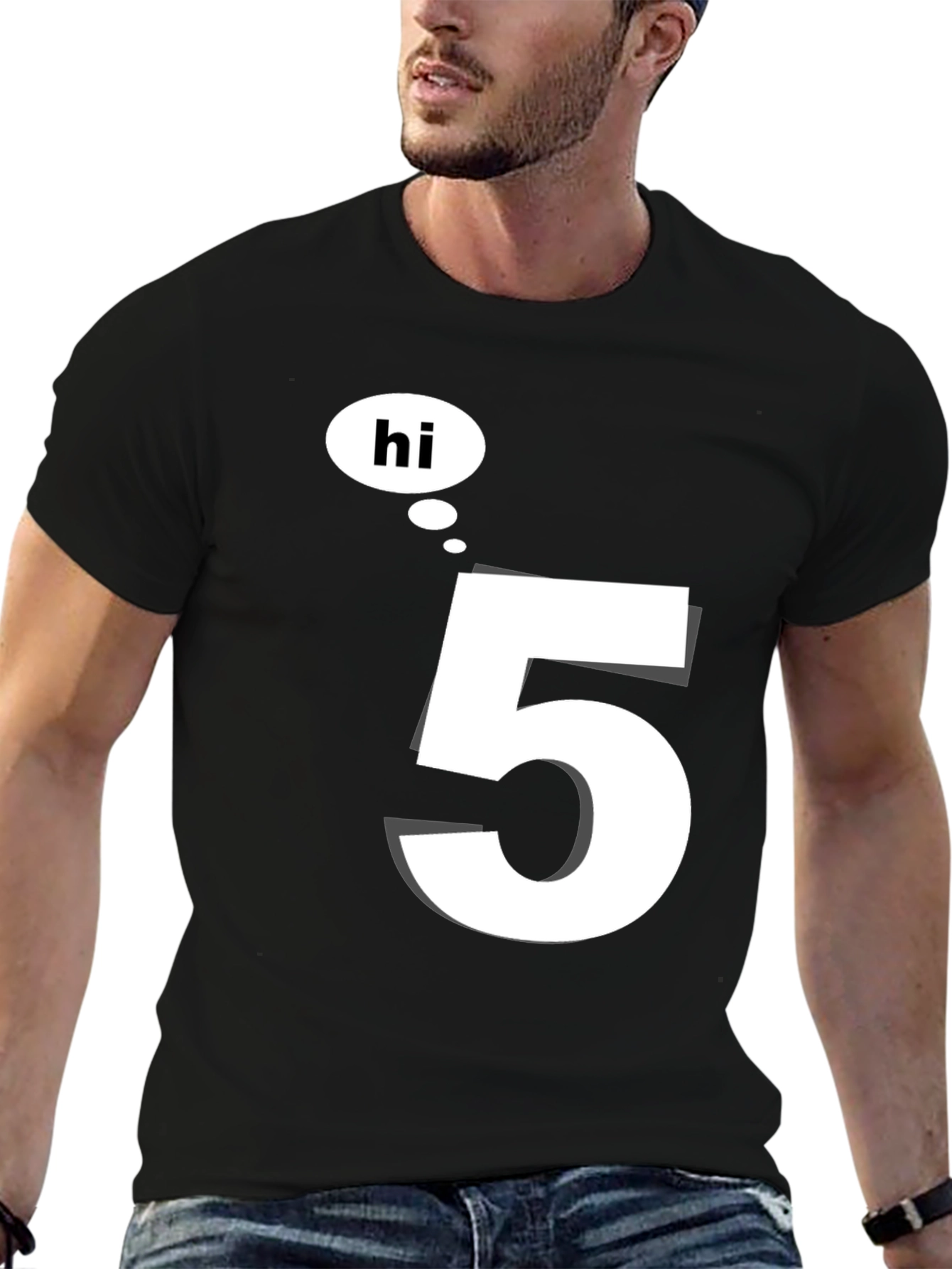 Hi 5 Black T-Shirt - Casual Wear