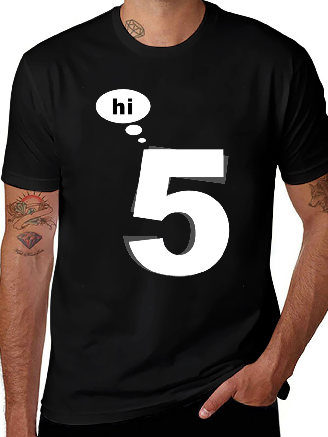 Hi 5 Black T-Shirt - Casual Wear