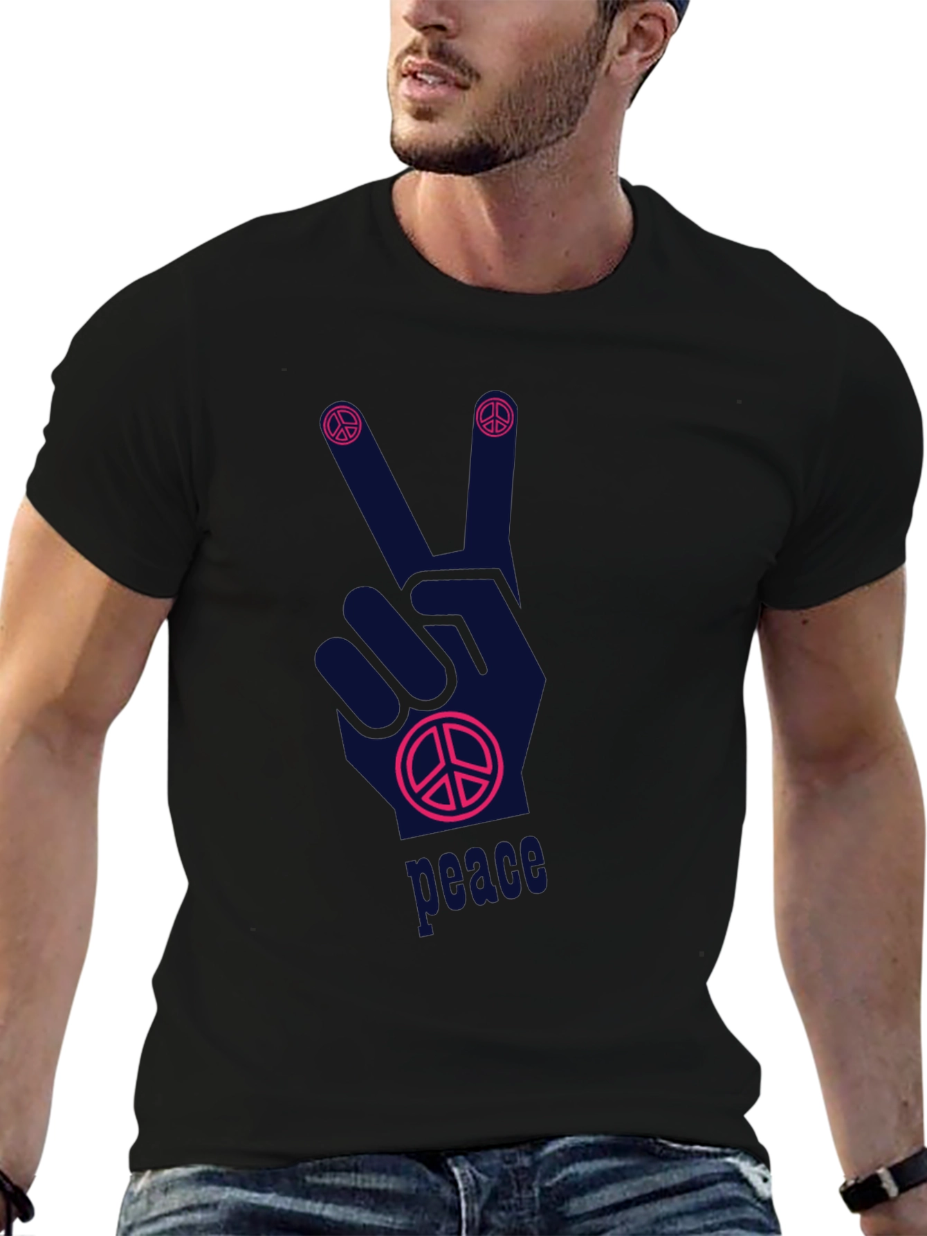 Peace Sign Graphic T-Shirt - Relaxed Fit