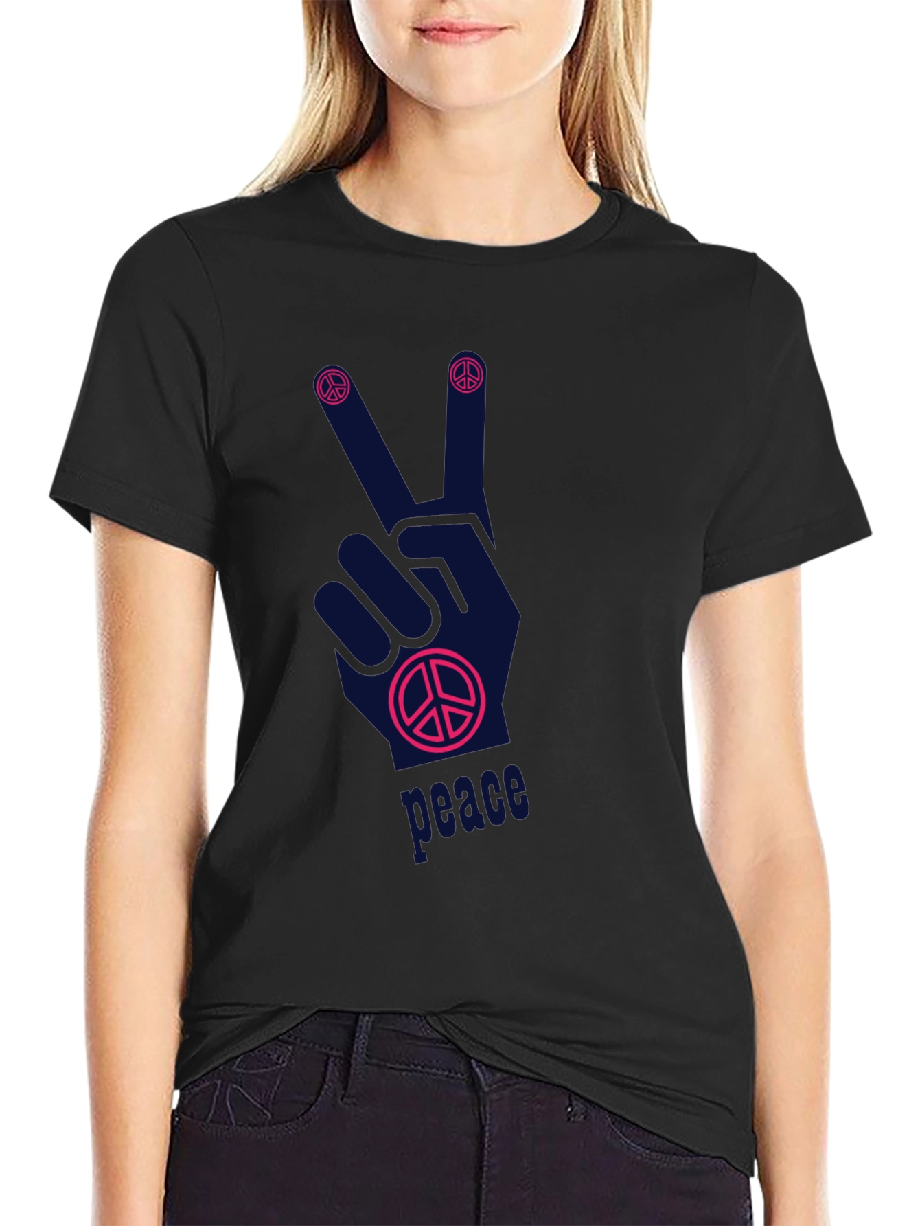 Peace Sign Graphic T-Shirt - Relaxed Fit
