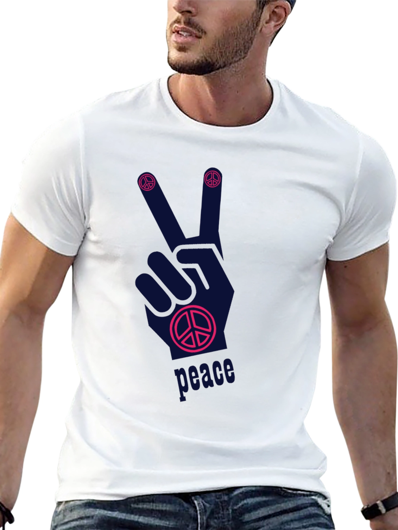 Peace Sign Graphic T-Shirt - Relaxed Fit