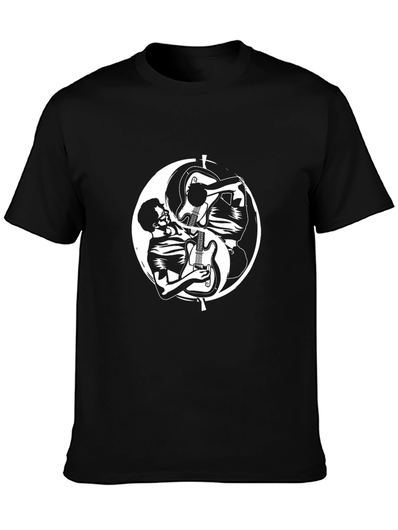 Yin Yang Guitar Player Black T-Shirt