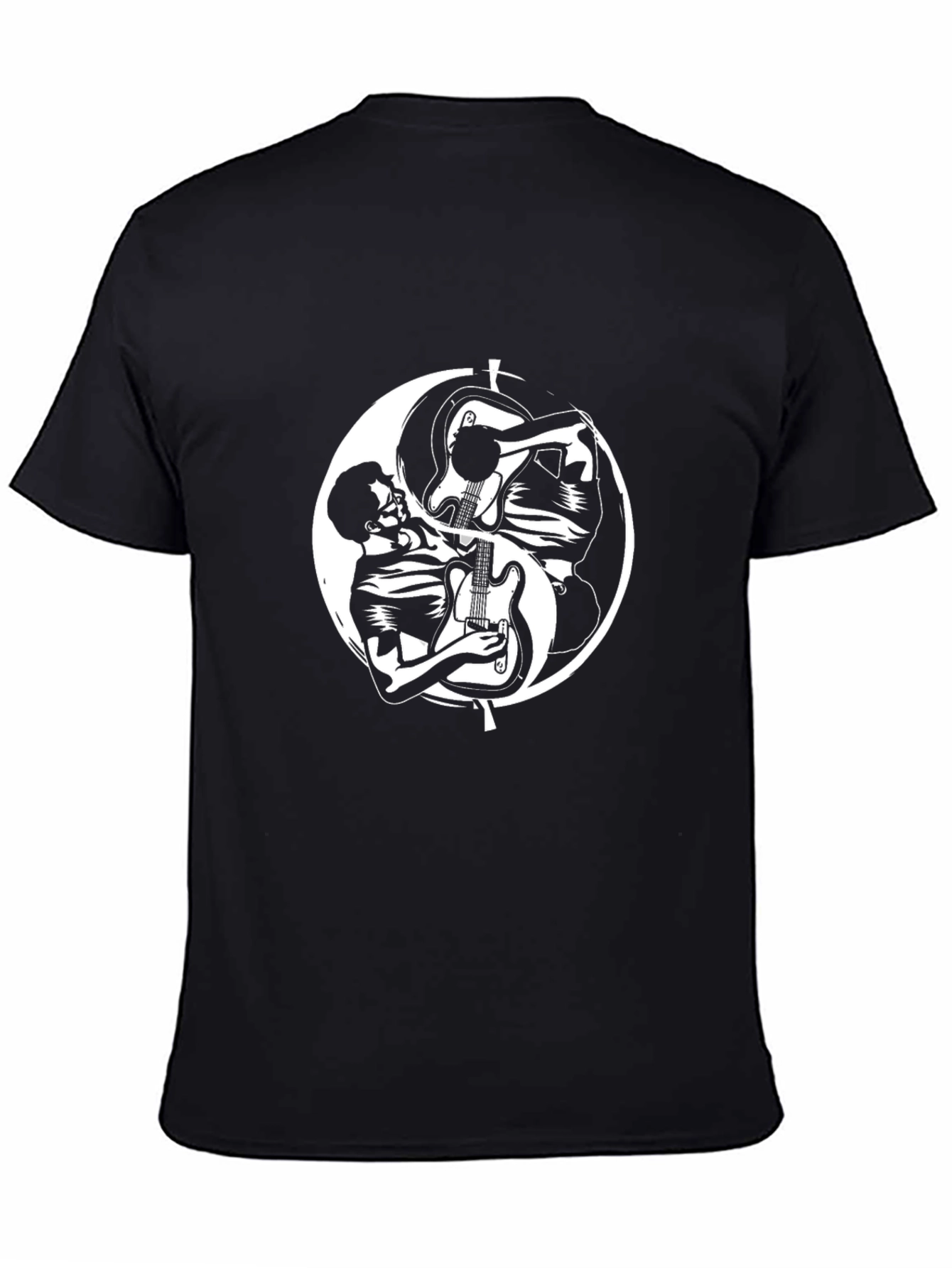 Yin Yang Guitar Player Black T-Shirt