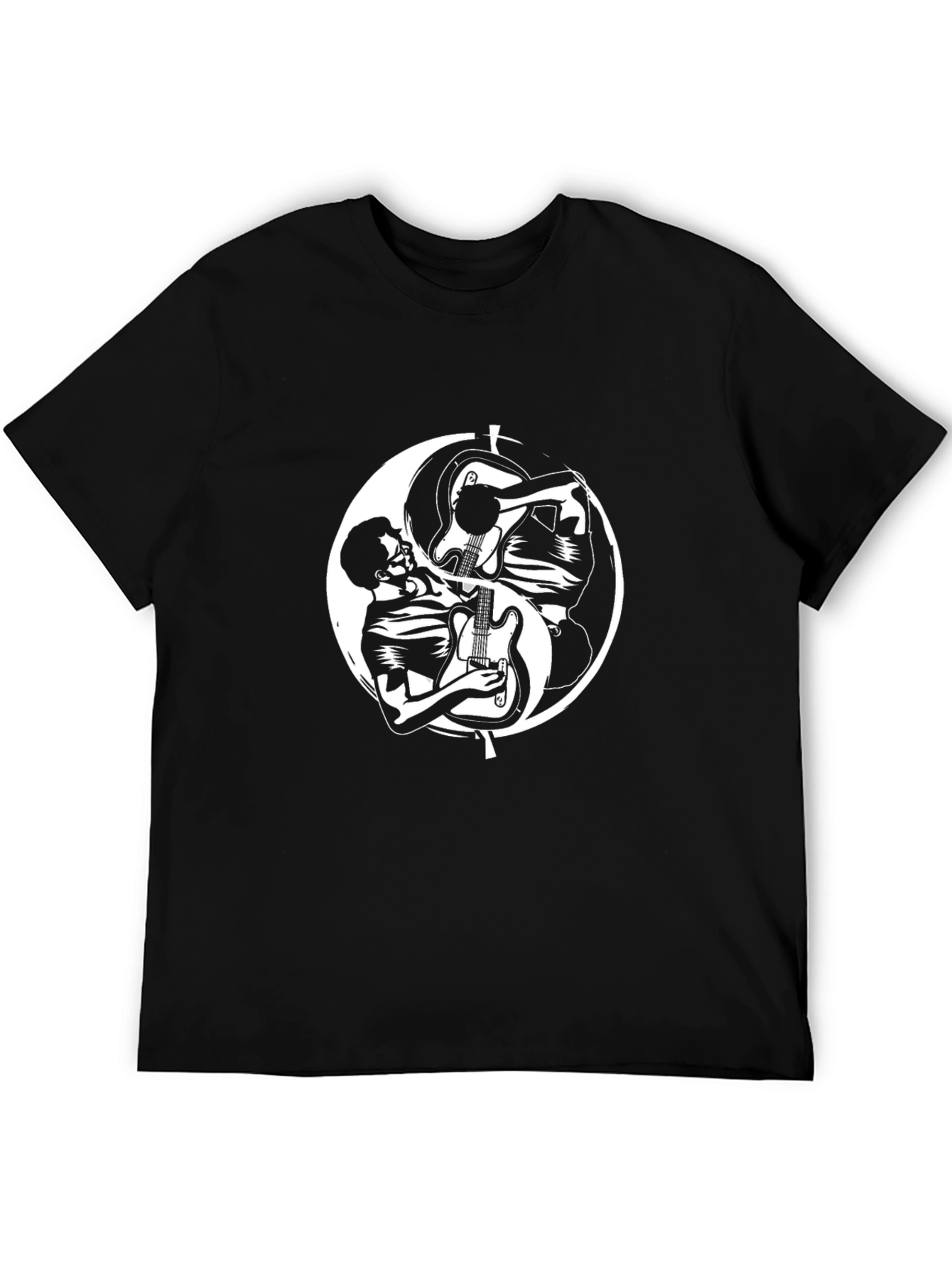 Yin Yang Guitar Player Black T-Shirt
