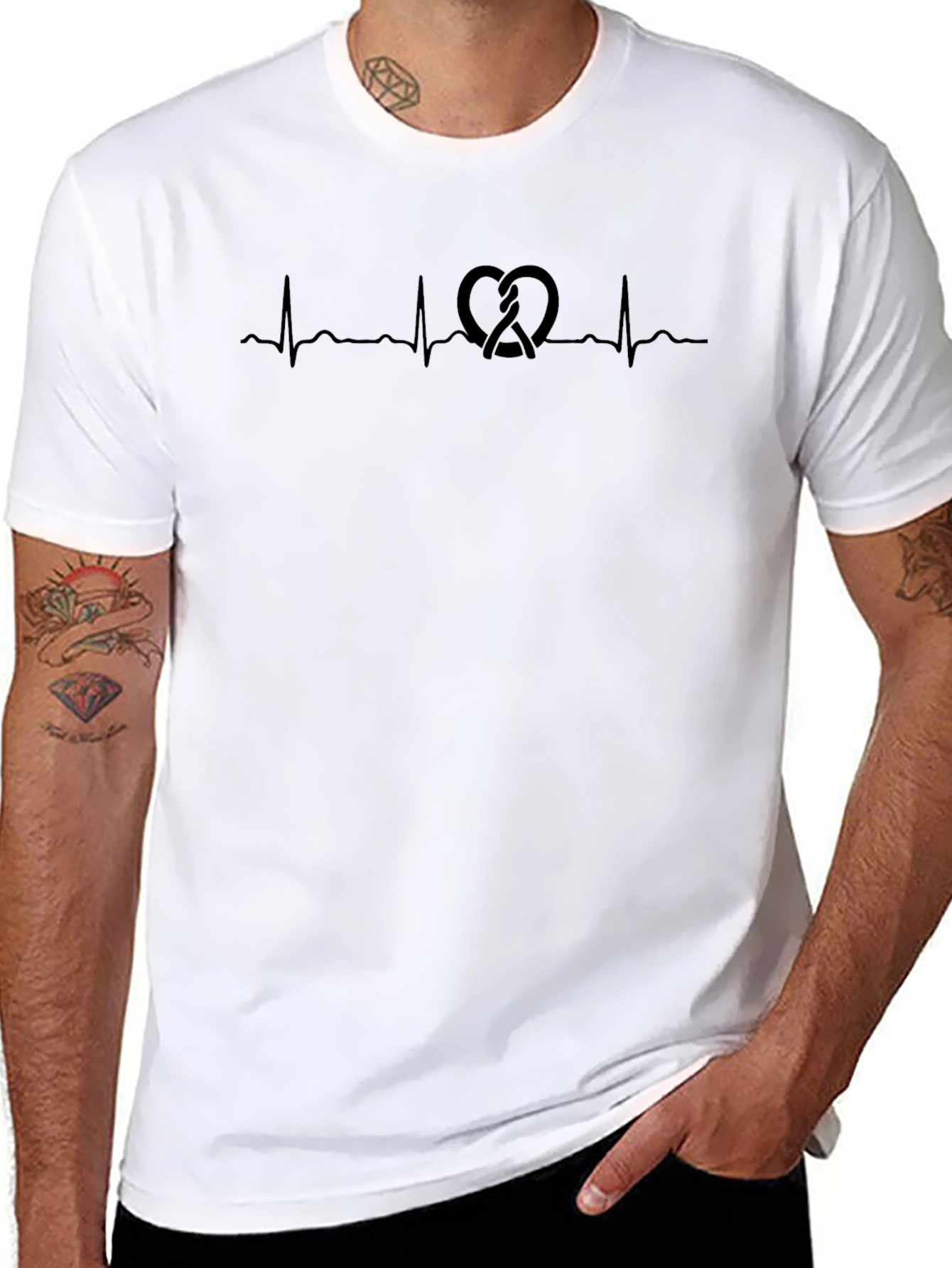 Pretzel Heartbeat Graphic Tee - Soft Black T-Shirt