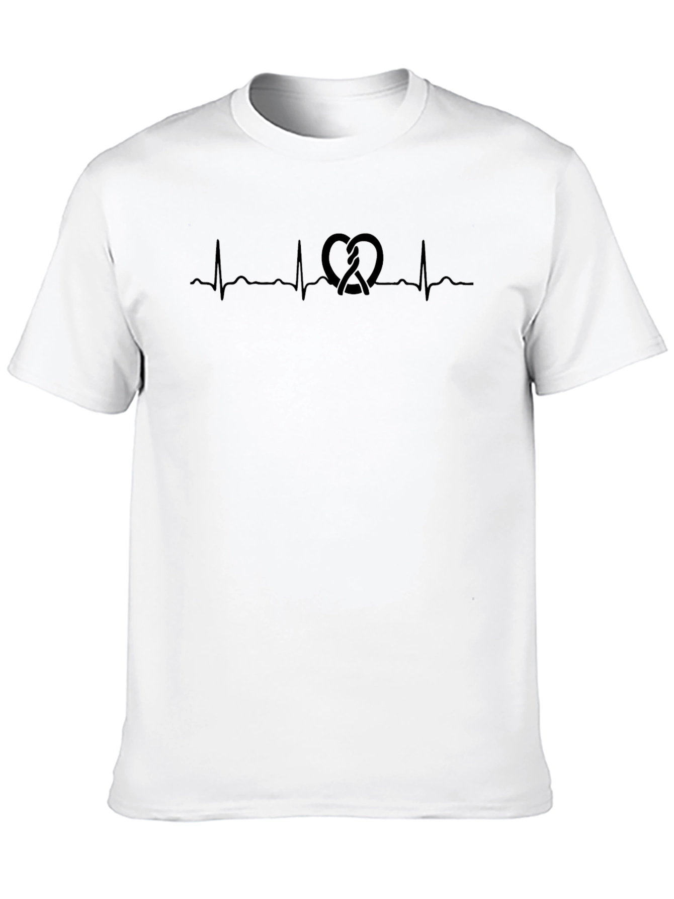 Pretzel Heartbeat Graphic Tee - Soft Black T-Shirt