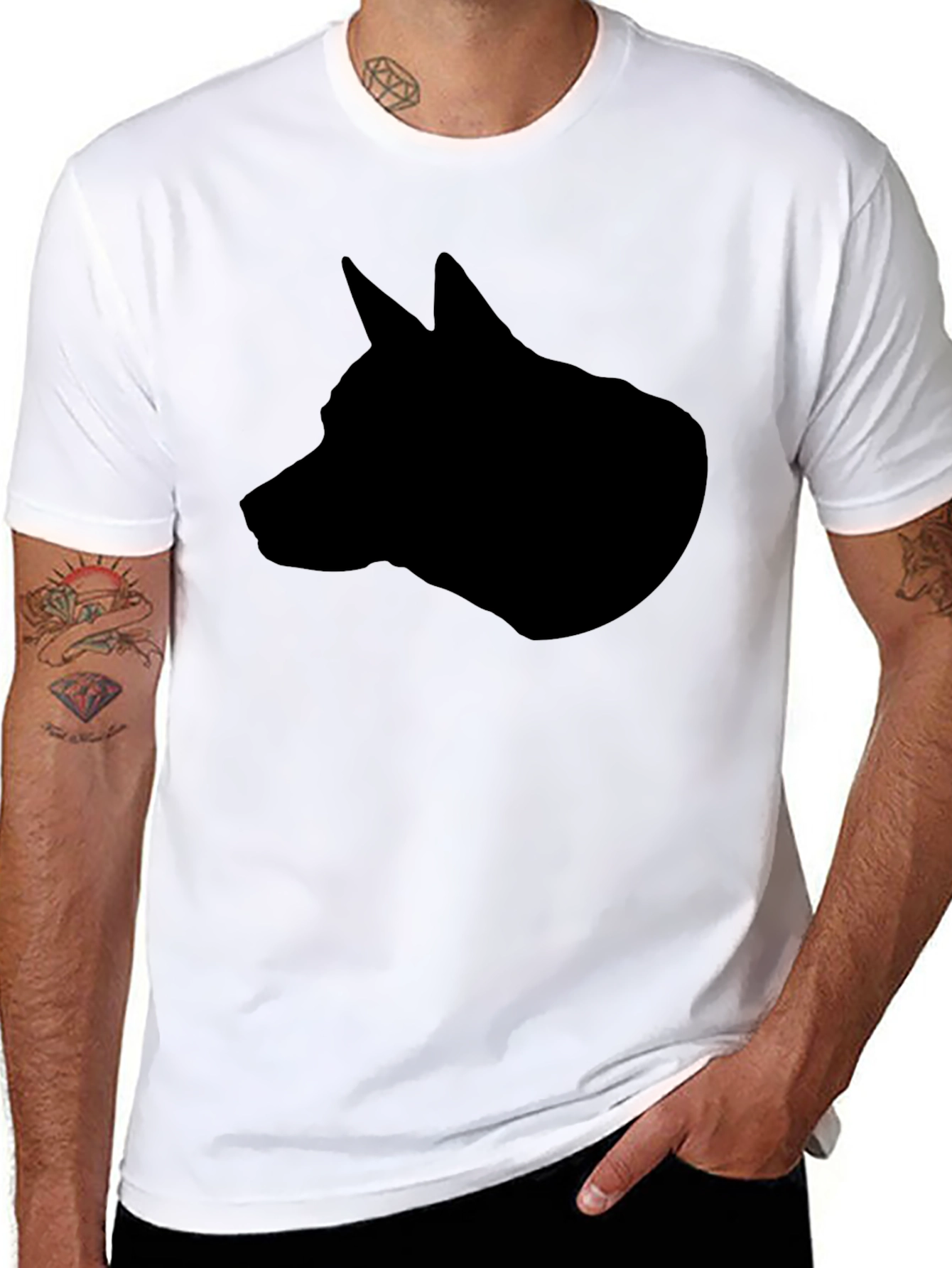 Black Dog Silhouette Graphic Tee - Modern Casual Style