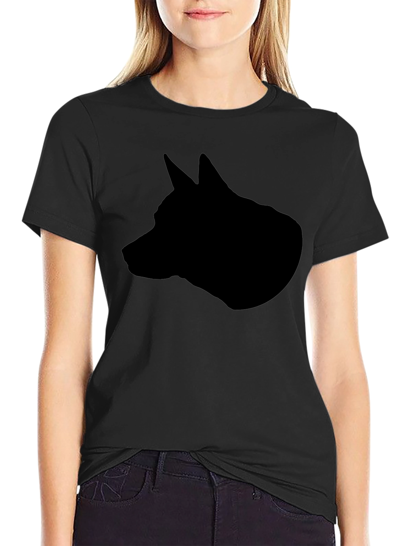 Black Dog Silhouette Graphic Tee - Modern Casual Style