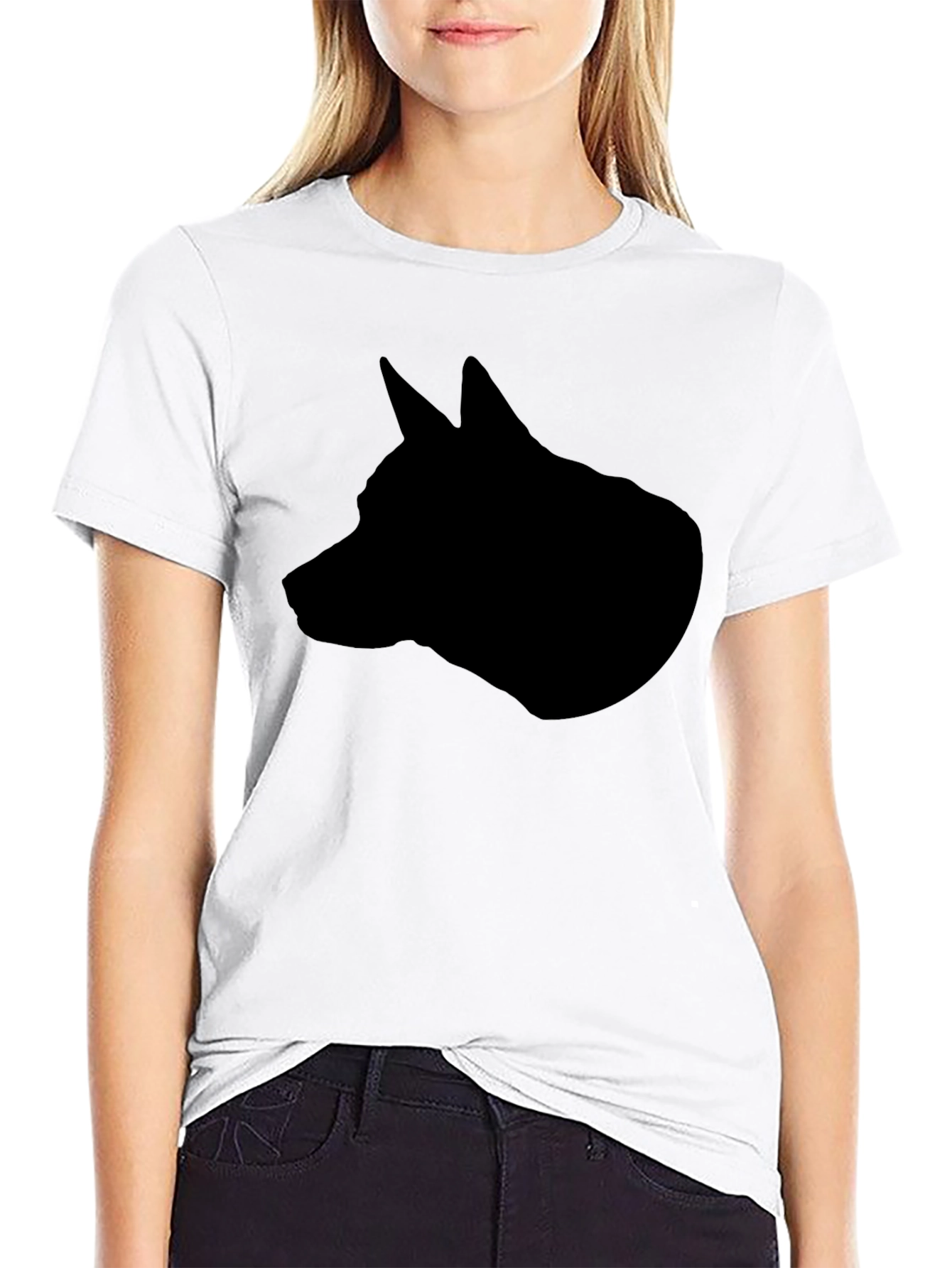 Black Dog Silhouette Graphic Tee - Modern Casual Style