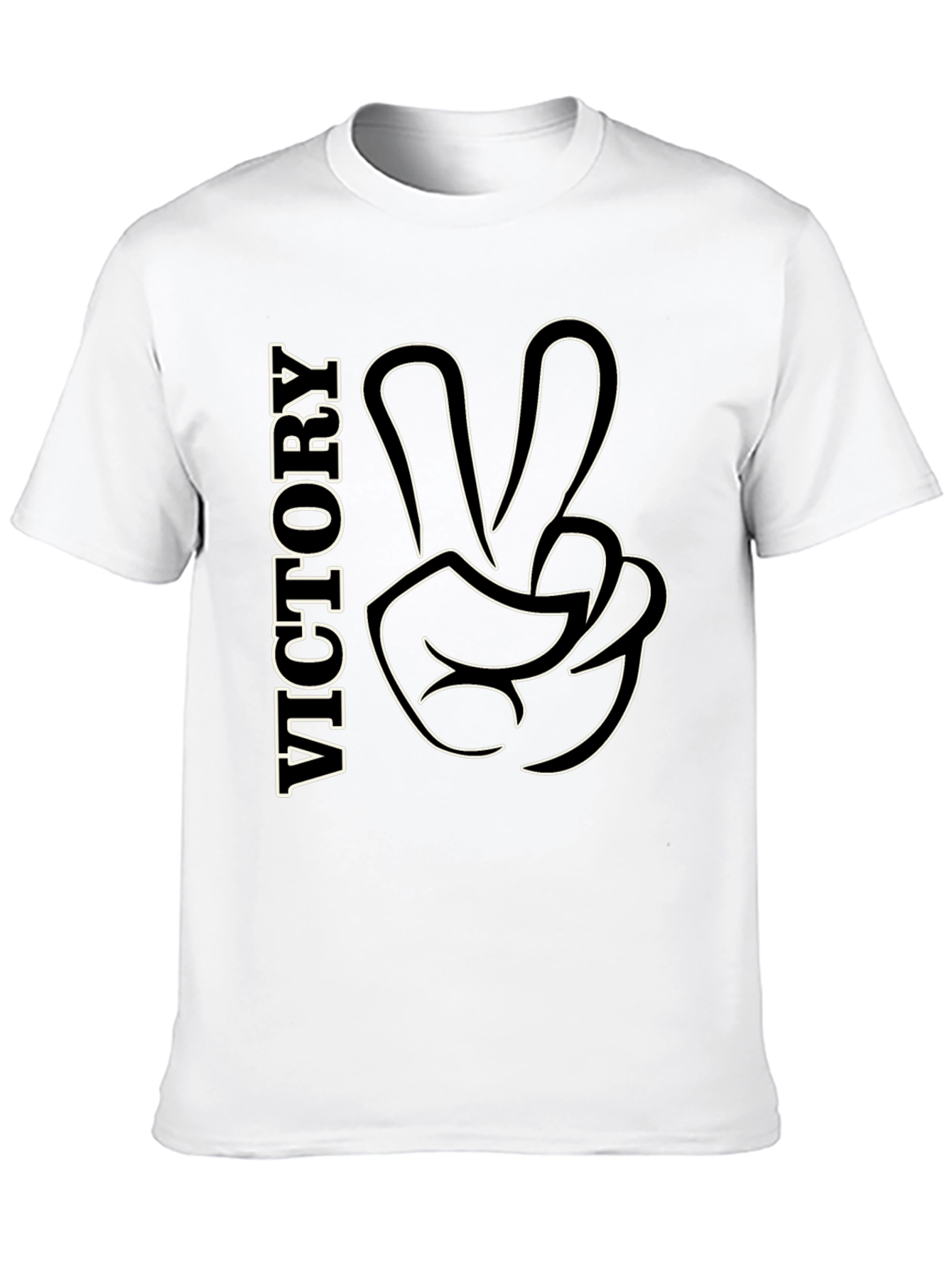 Victory Gesture Graphic Tee - Stylish Black T-Shirt