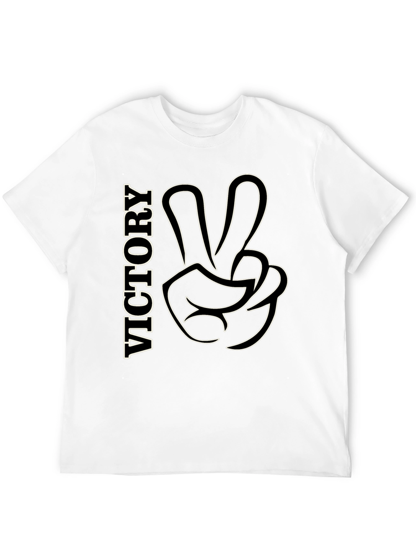 Victory Gesture Graphic Tee - Stylish Black T-Shirt