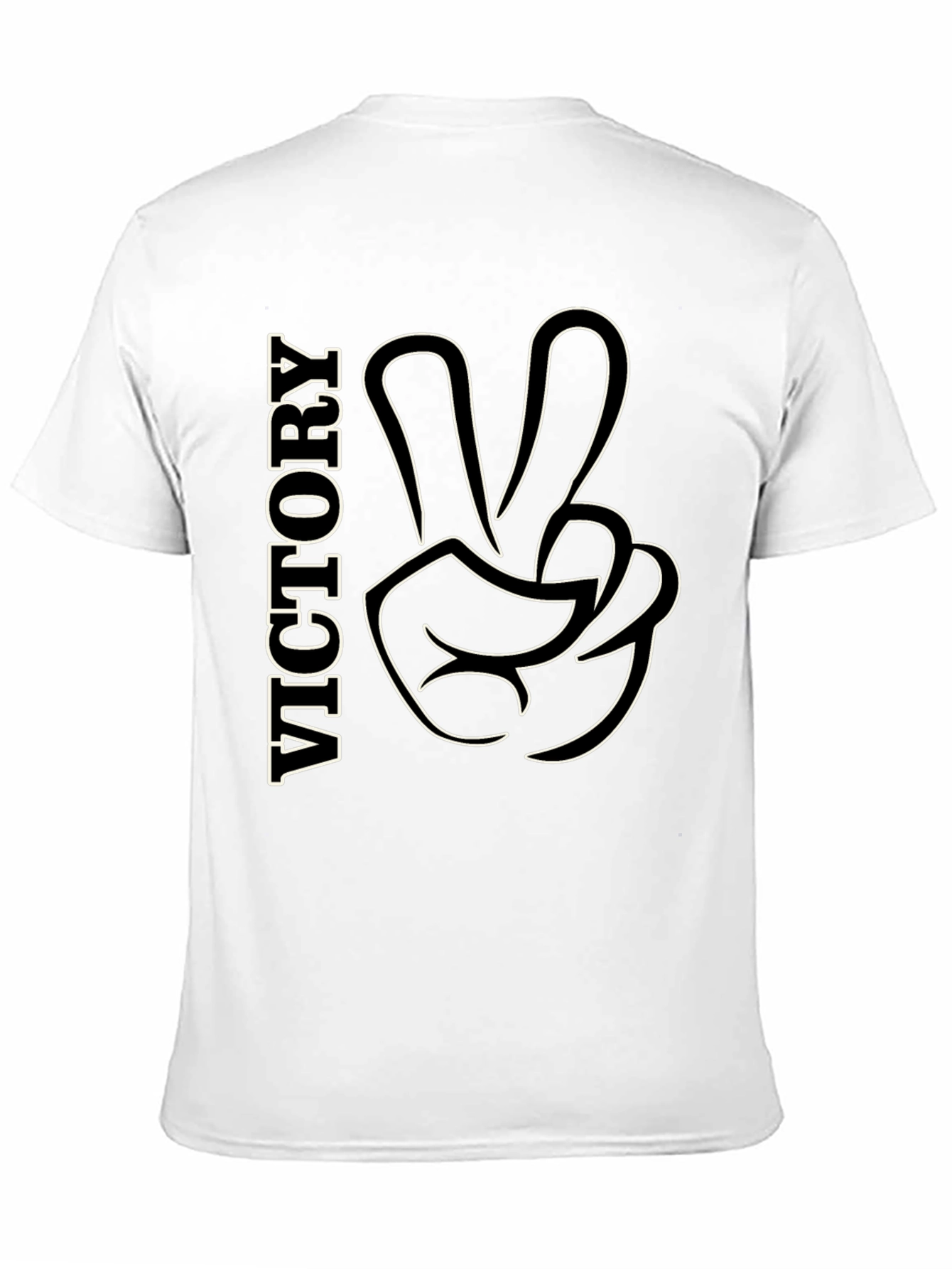 Victory Gesture Graphic Tee - Stylish Black T-Shirt