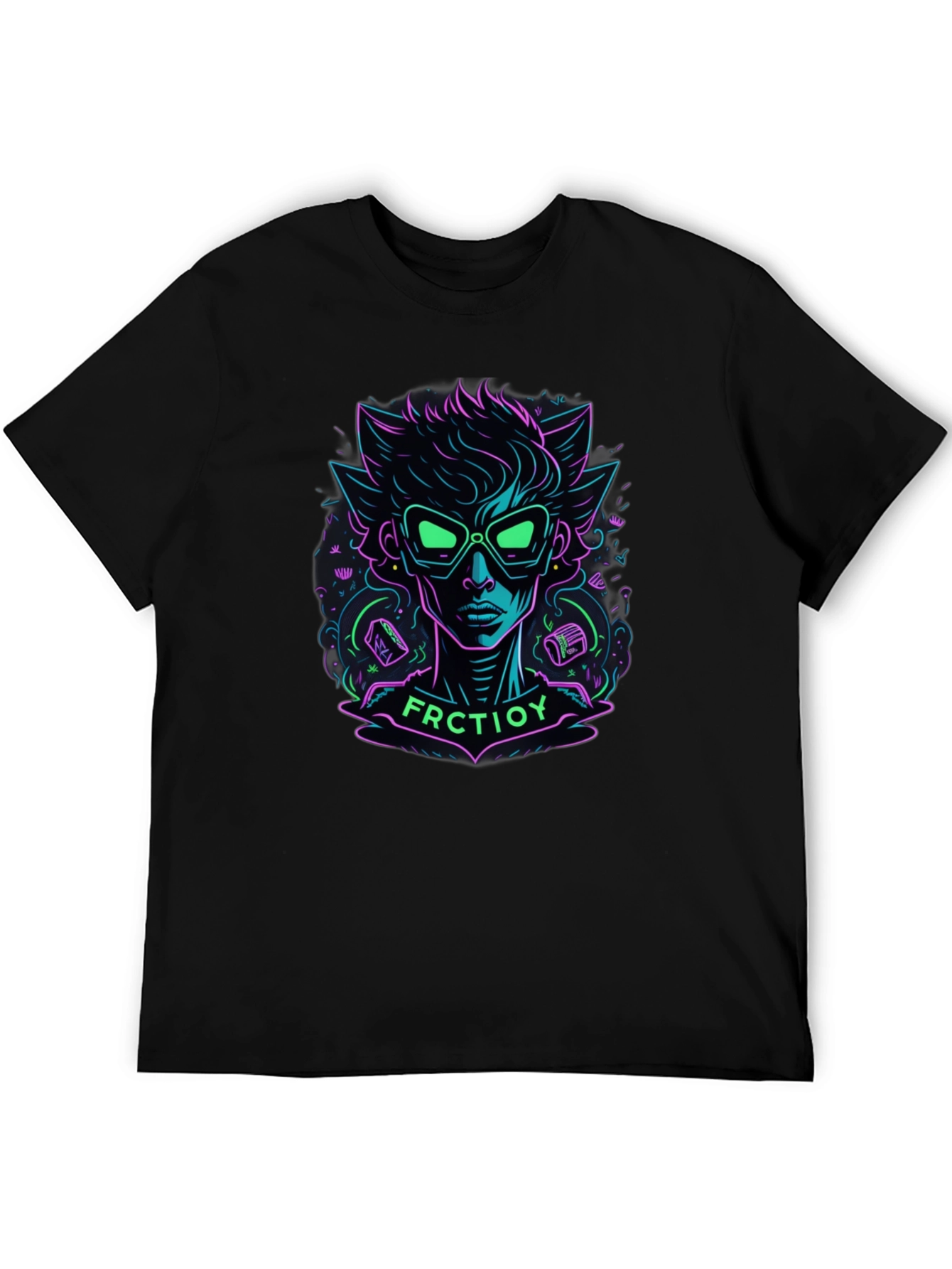 Neon Cartoon Character Graphic Tee