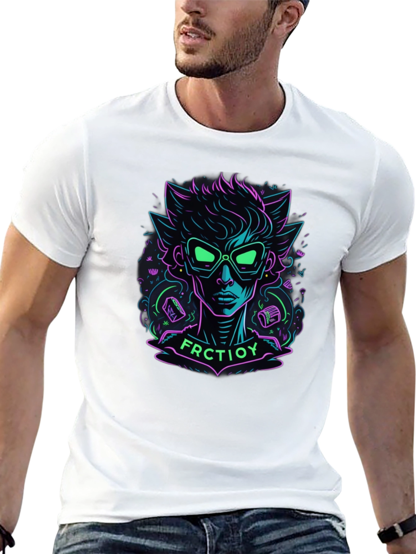 Neon Cartoon Character Graphic Tee