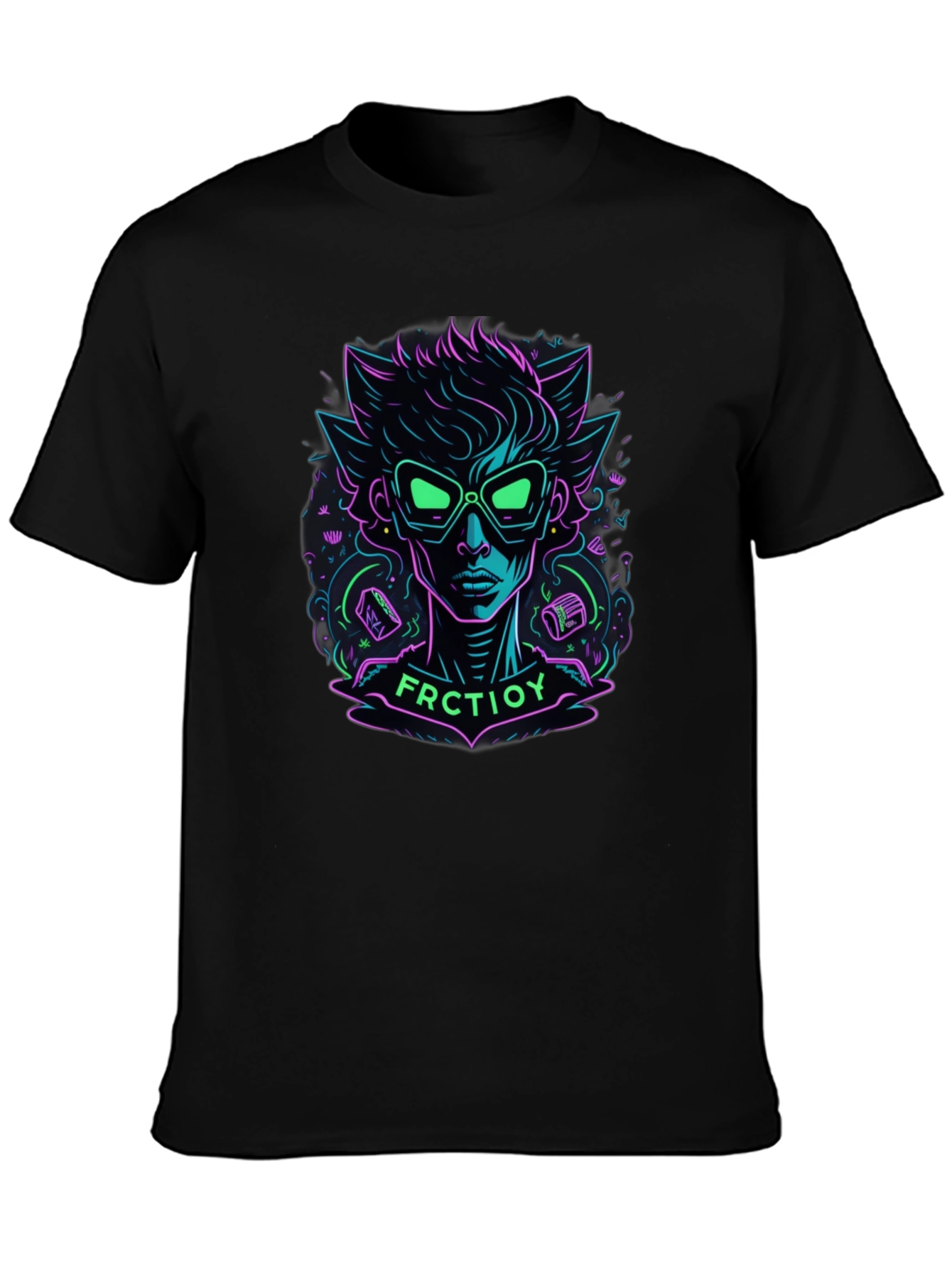 Neon Cartoon Character Graphic Tee