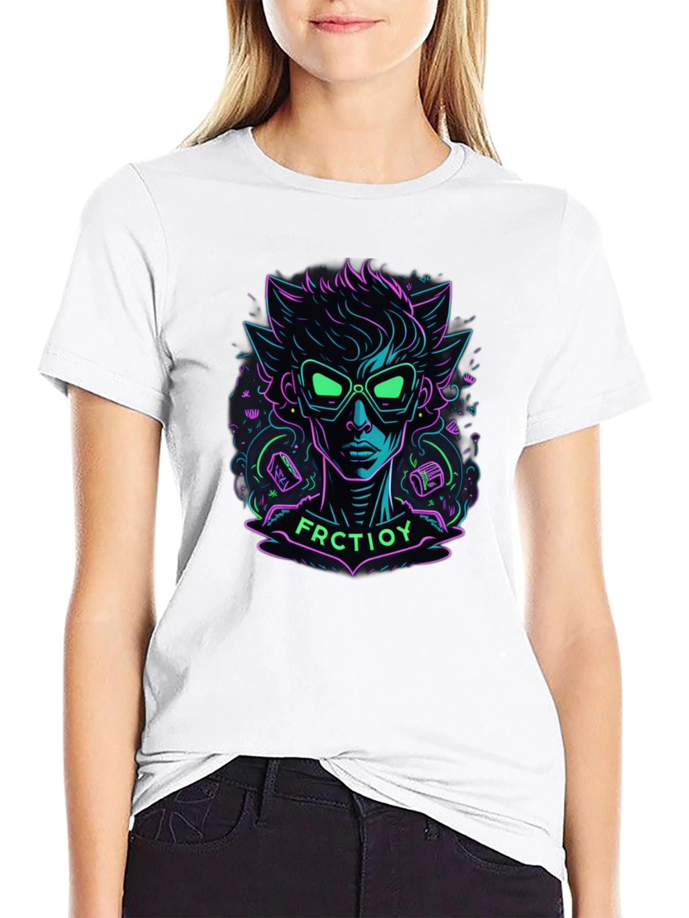 Neon Cartoon Character Graphic Tee