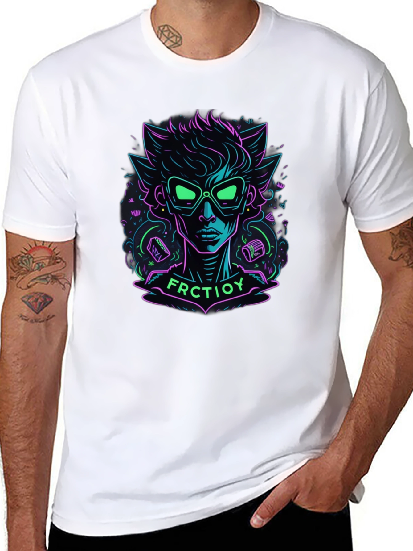 Neon Cartoon Character Graphic Tee