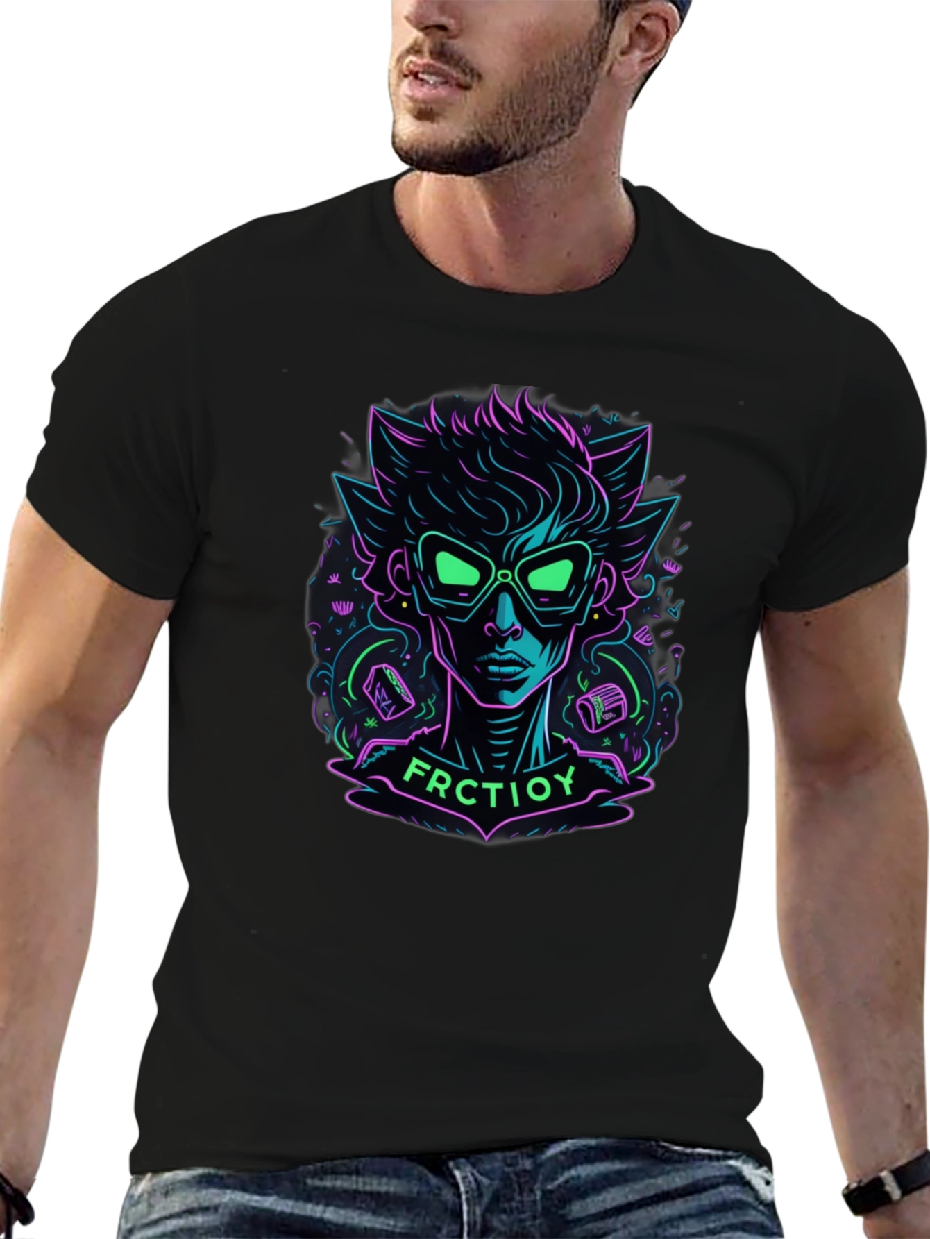Neon Cartoon Character Graphic Tee