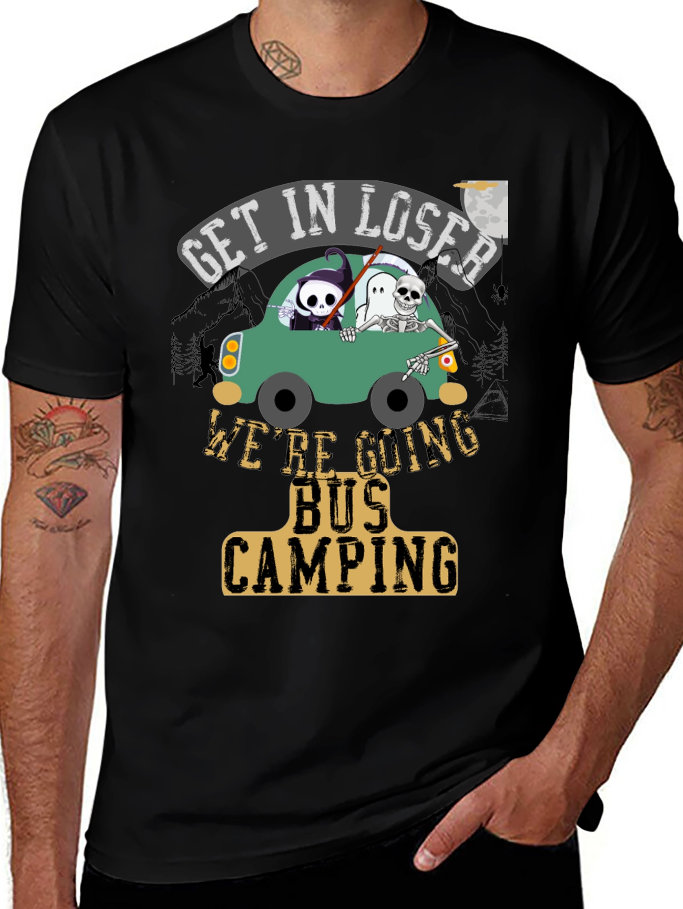 Get In Loser Bus Camping T-Shirt