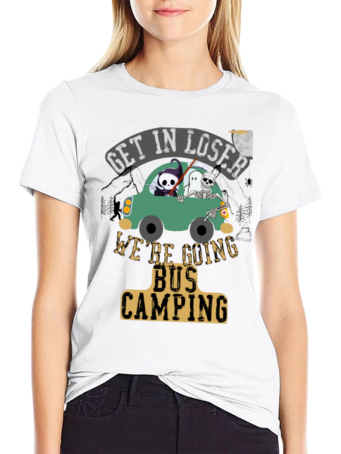 Get In Loser Bus Camping T-Shirt