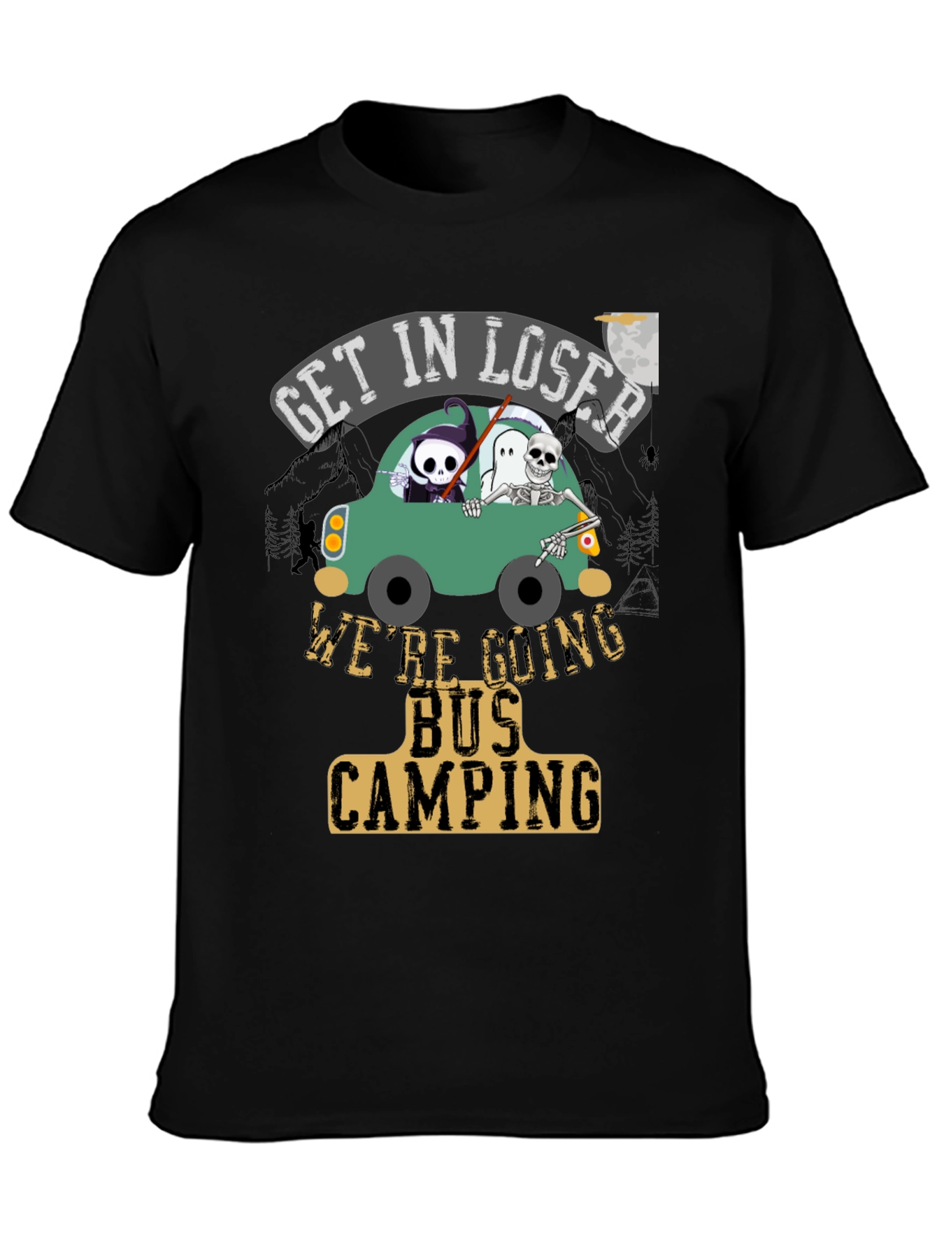 Get In Loser Bus Camping T-Shirt