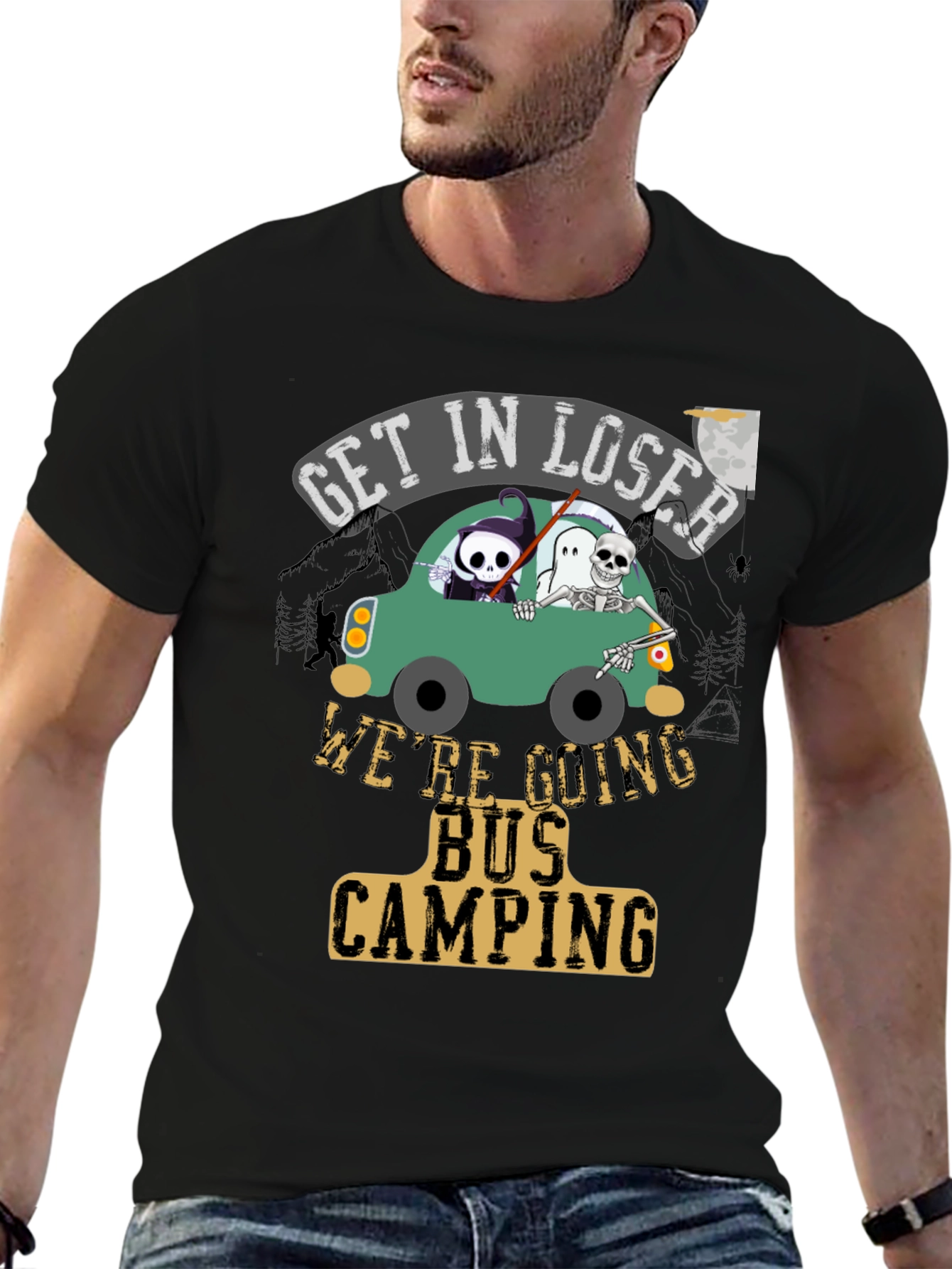 Get In Loser Bus Camping T-Shirt