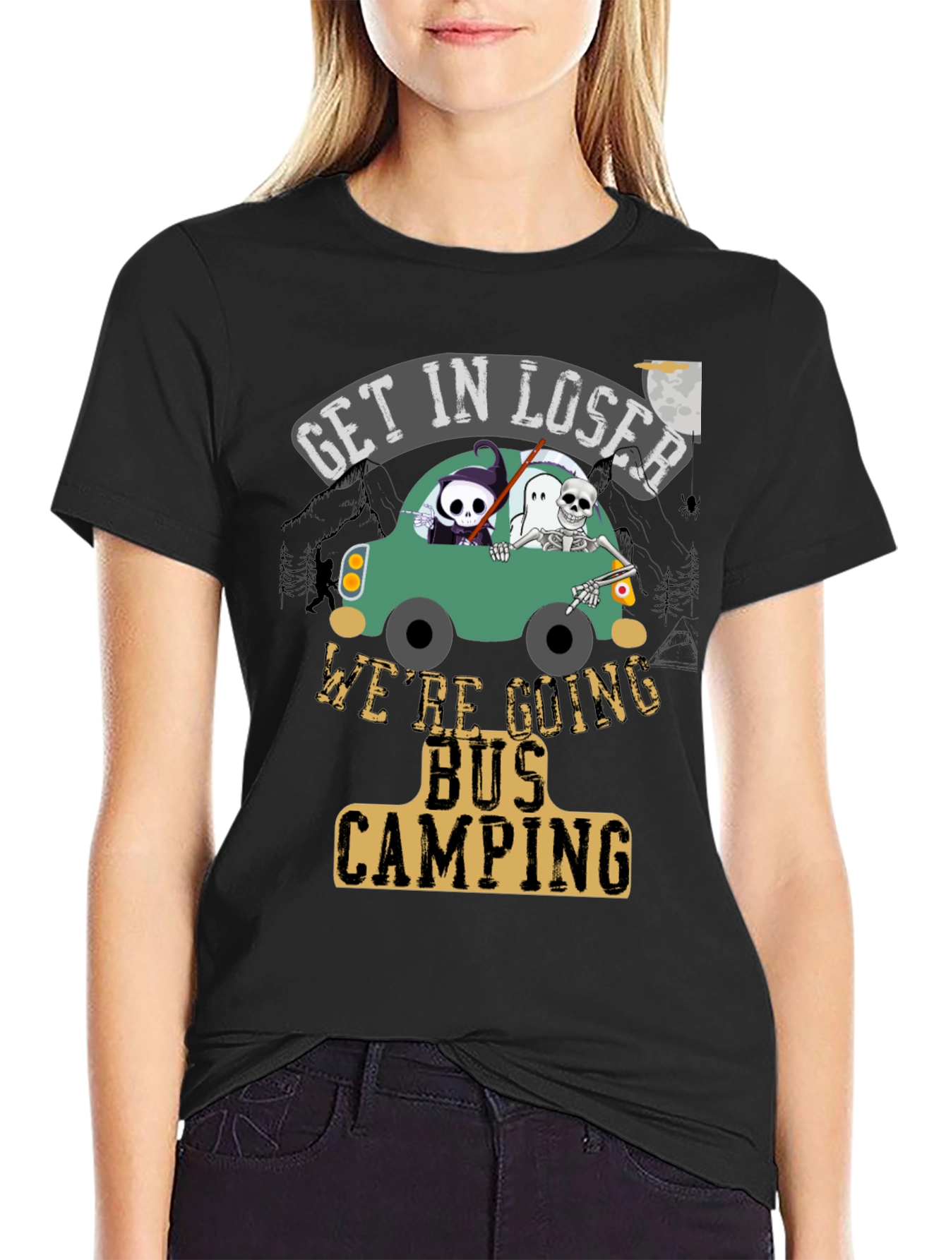 Get In Loser Bus Camping T-Shirt