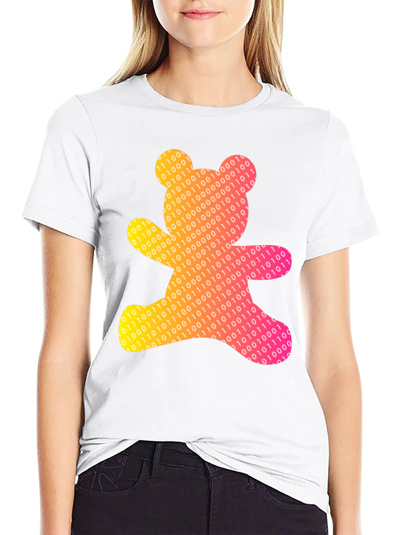 Binary Bear Graphic Tee - Unique Coded Design