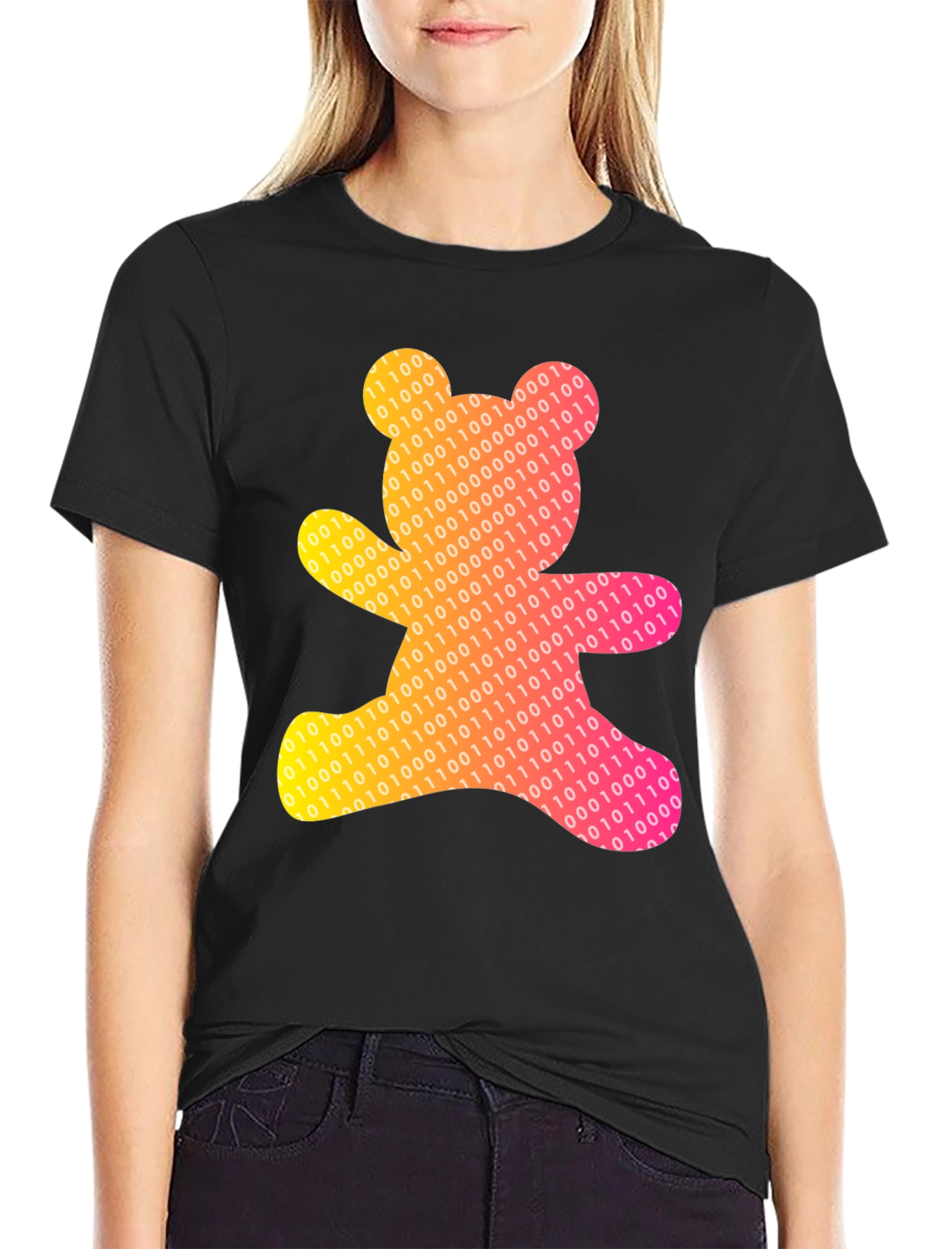 Binary Bear Graphic Tee - Unique Coded Design