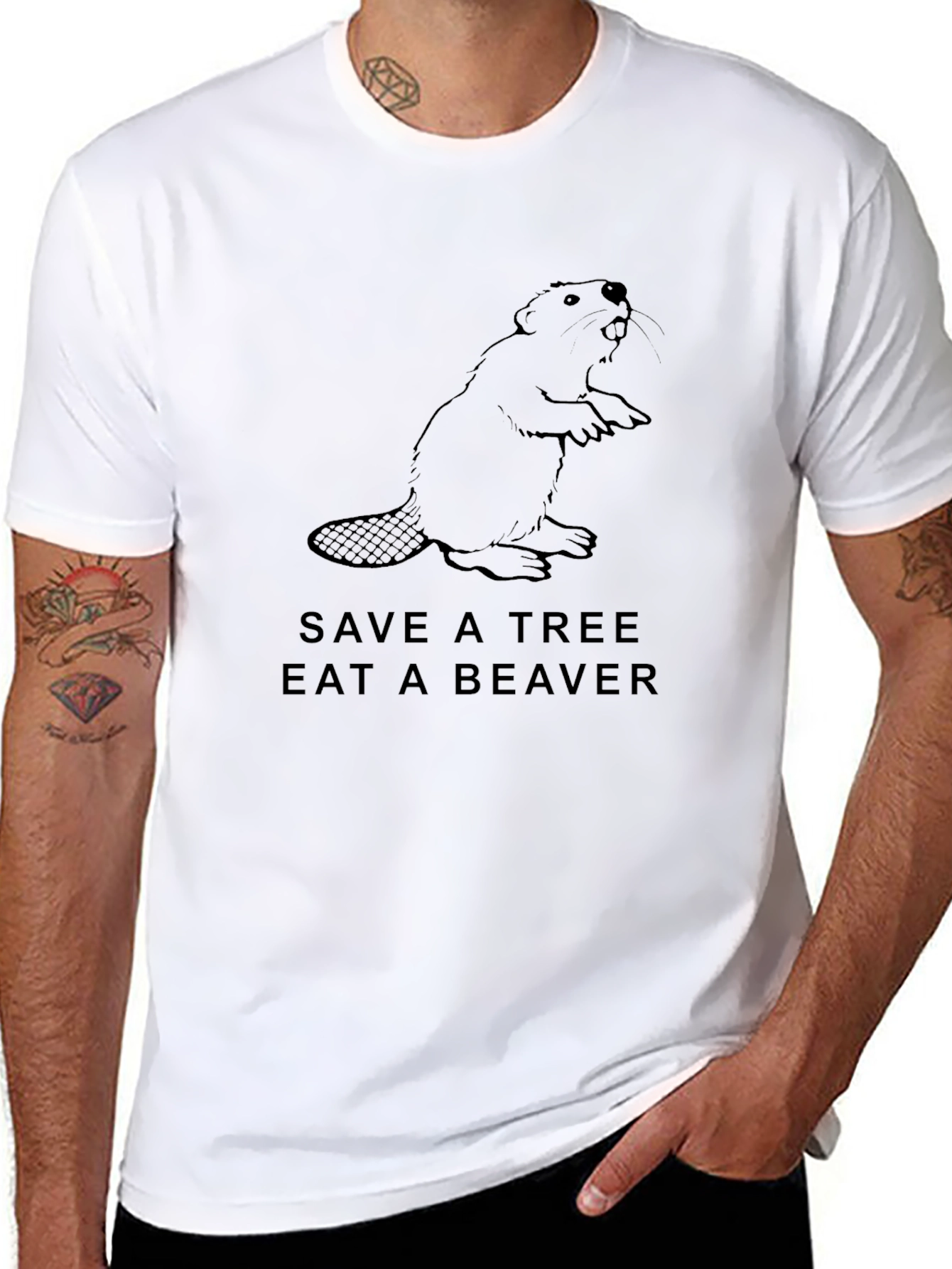 Save a Tree Eat a Beaver Graphic T-Shirt