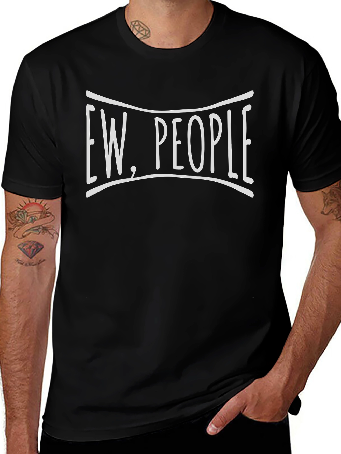 Ew People Graphic T-Shirt - Black Crew Neck Tee