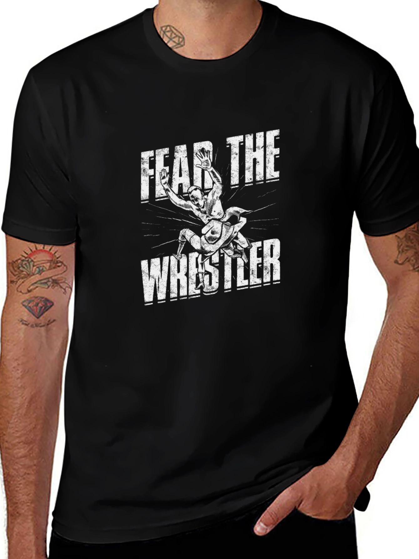 Fear The Wrestler Black Graphic Tee