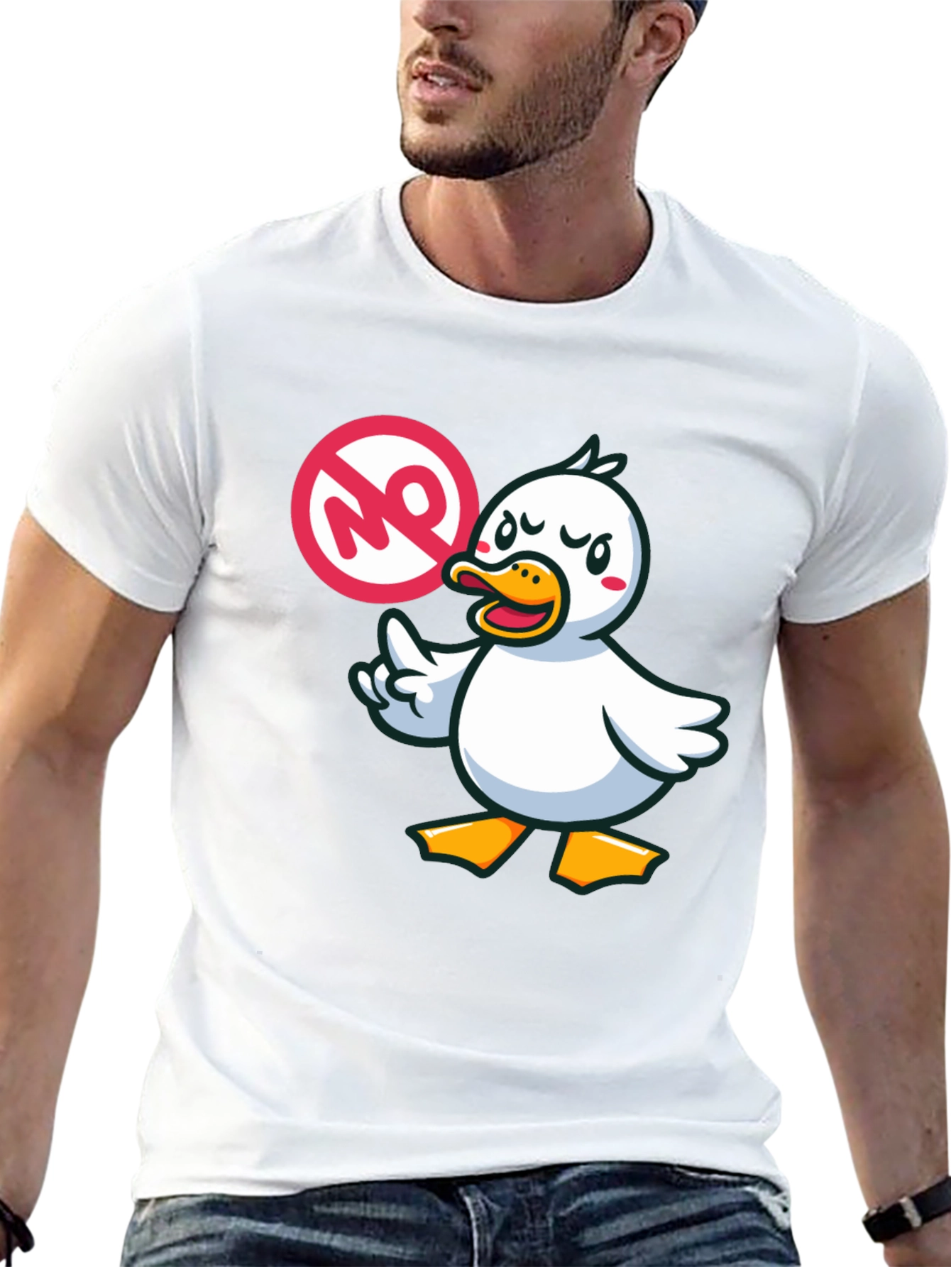 No Duck Zone Graphic Tee - Black Cotton Shirt